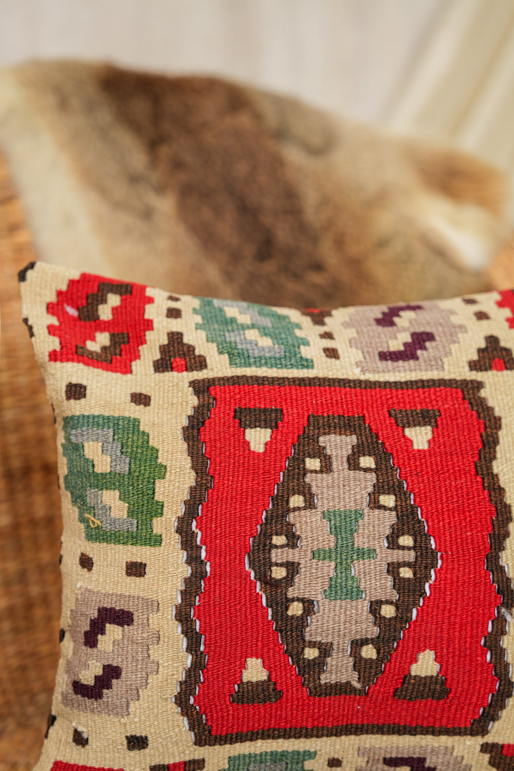 Vintage Romanian Kilim Cushion Pair 1'3" x 1'3"