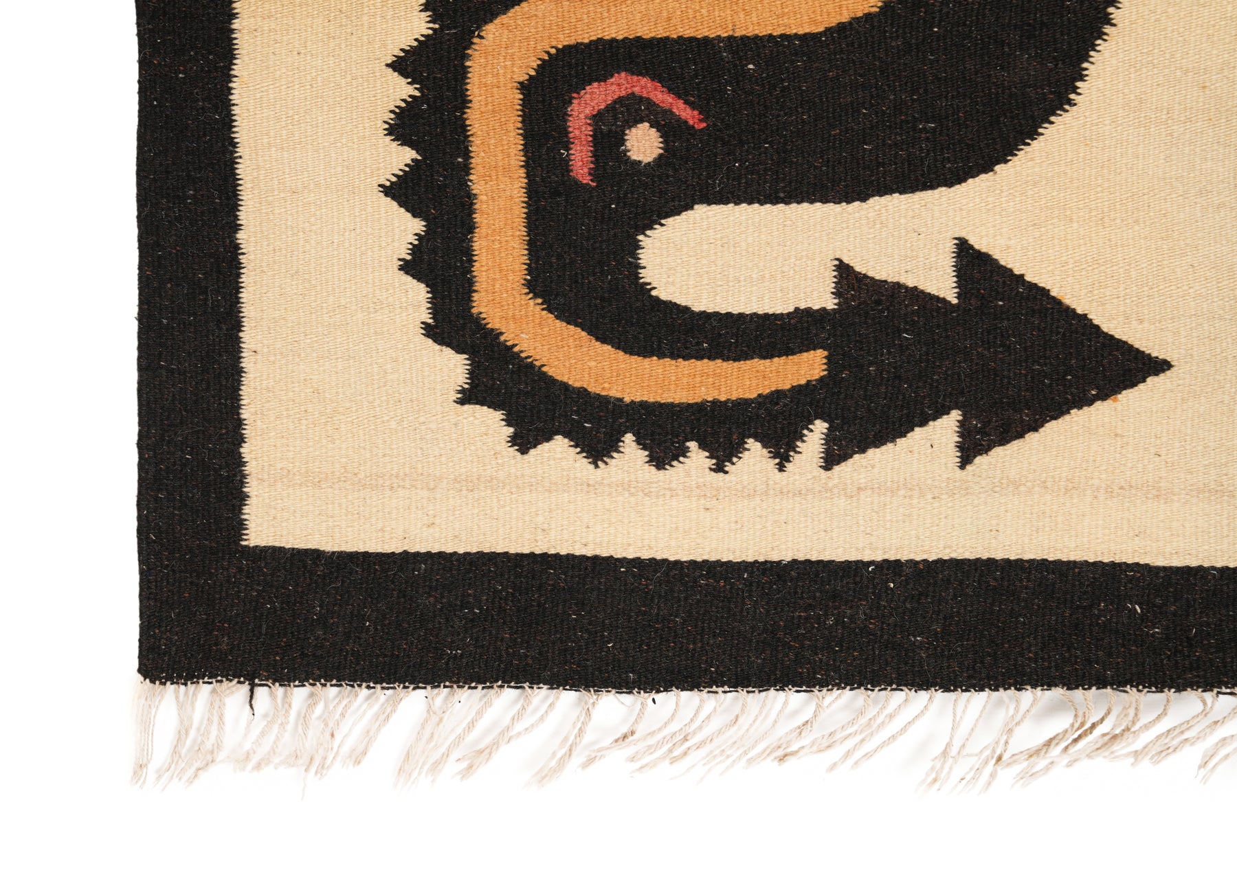 Vintage Aztec Mayan Serpent Kilim 5'1" x 2'6"