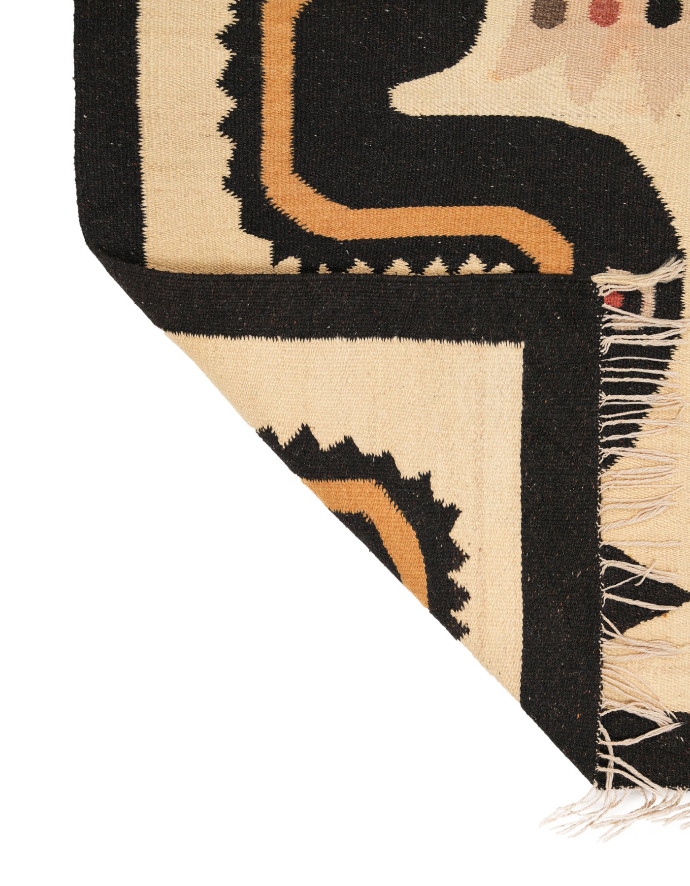 Vintage Aztec Mayan Serpent Kilim 5'1" x 2'6"