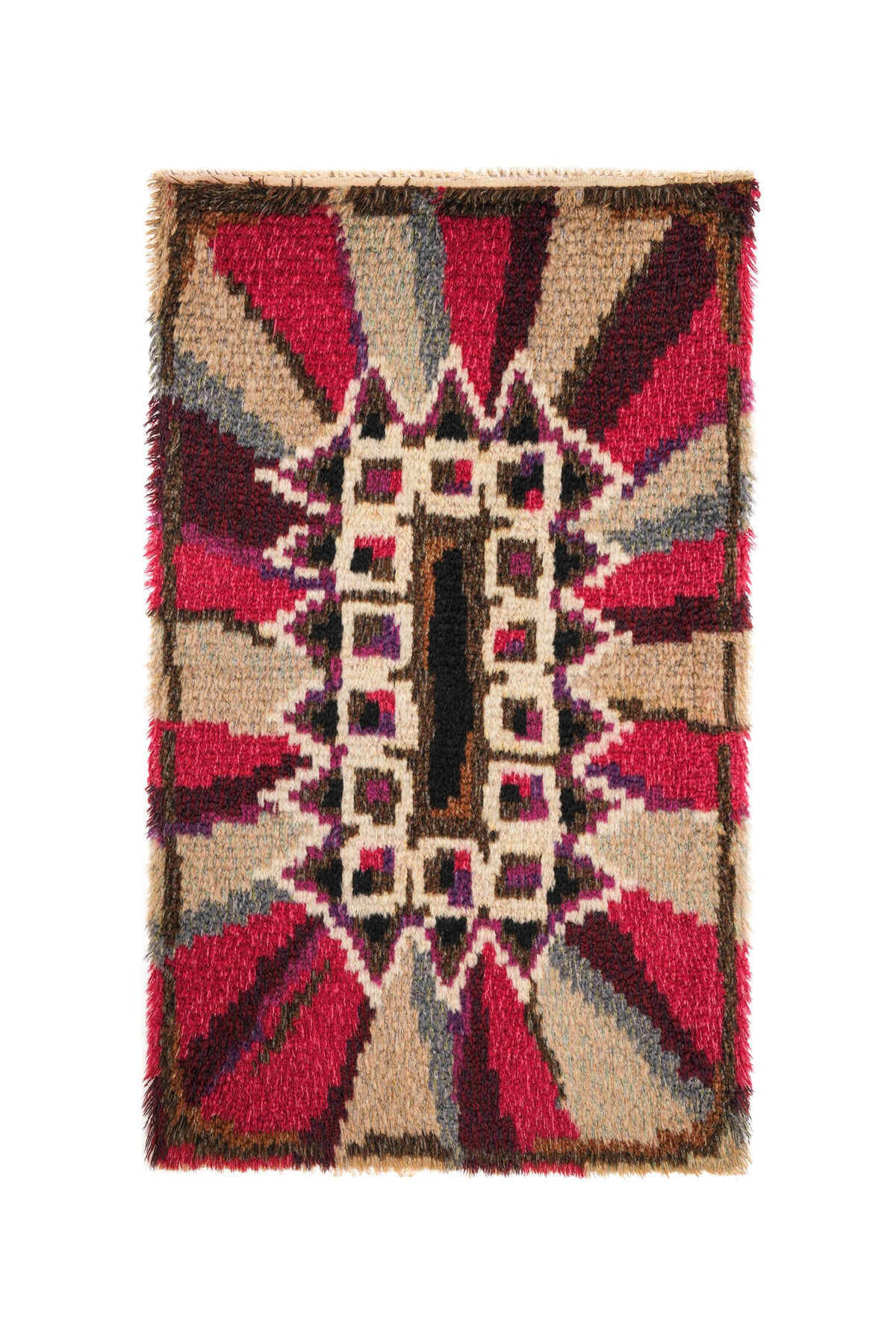 Vintage Scandinavian Art Deco Rya Rug 4' x 2'6