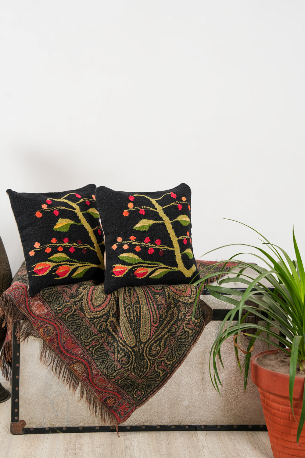 Vintage Romanian CUSHION PAIR 1'3" X 1'3"