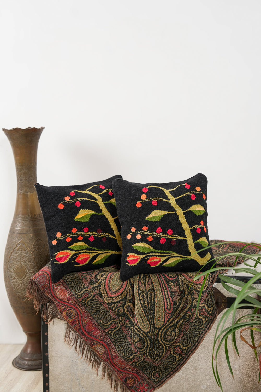 Vintage Romanian CUSHION PAIR 1'3" X 1'3"