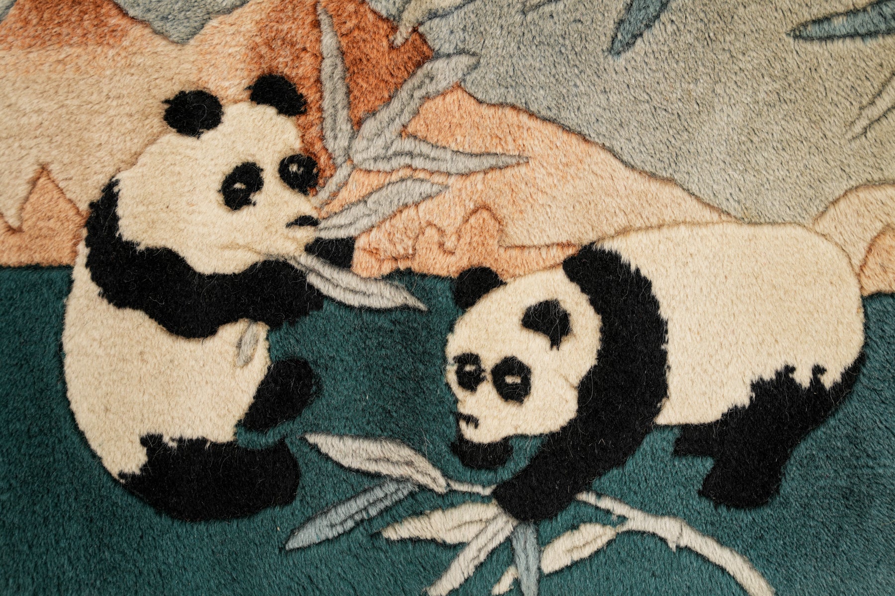Vintage Chinese Panda Rug 1'3" x 1'3"