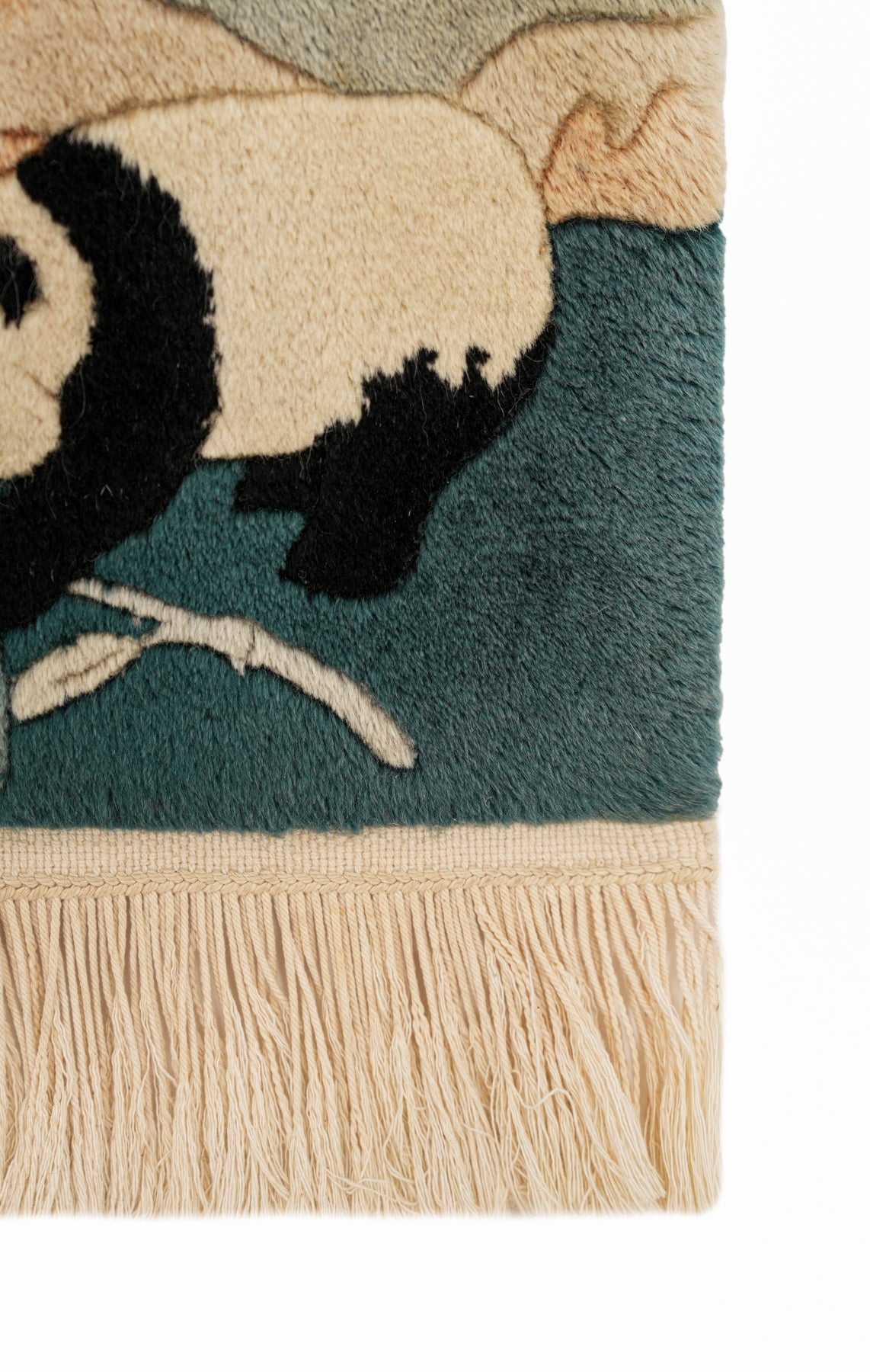 Vintage Chinese Panda Rug 1'3" x 1'3"