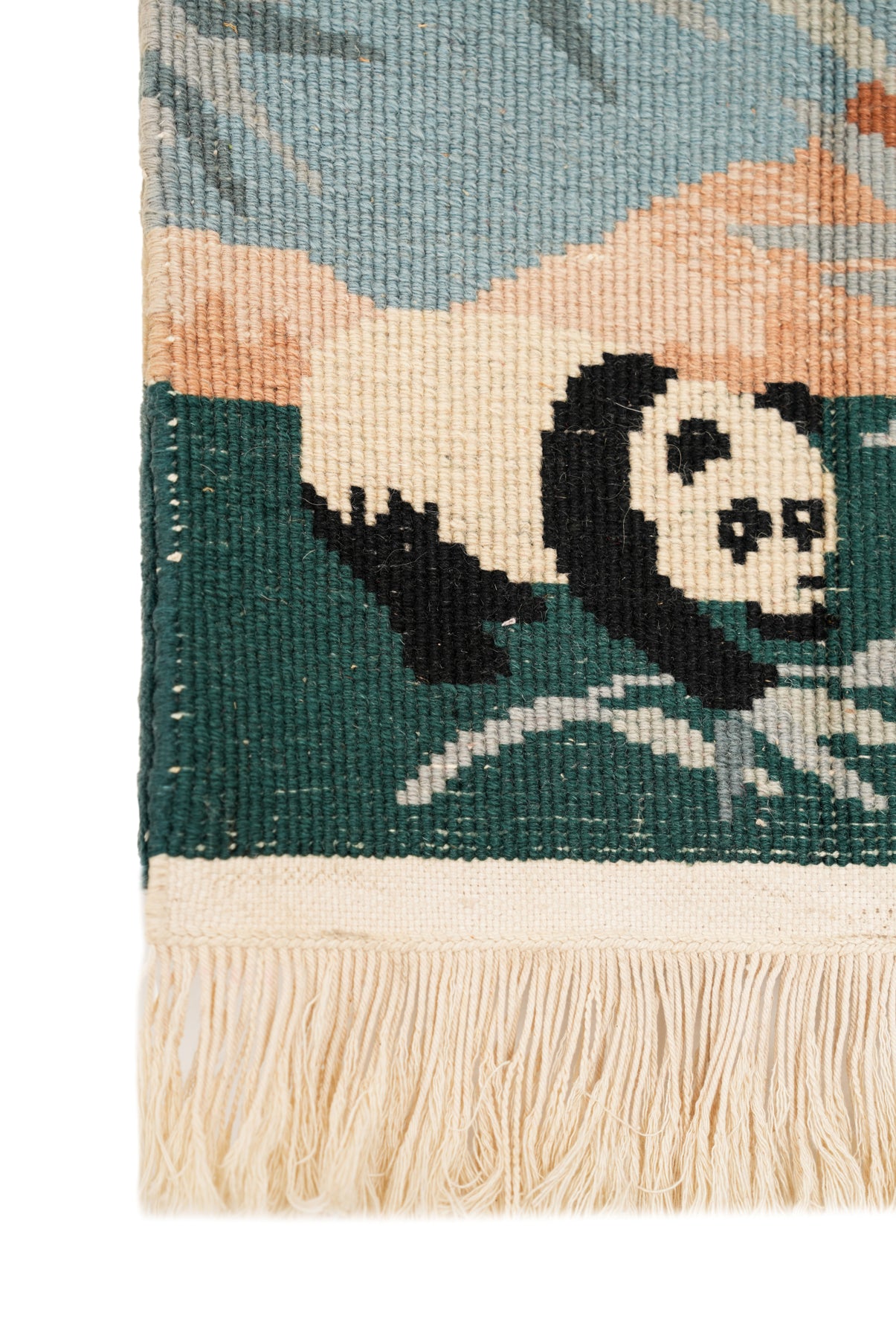 Vintage Chinese Panda Rug 1'3" x 1'3"