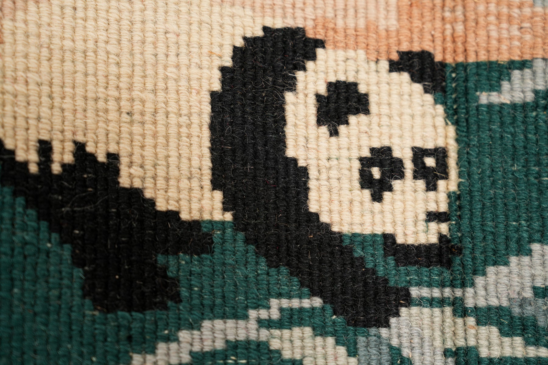 Vintage Chinese Panda Rug 1'3" x 1'3"