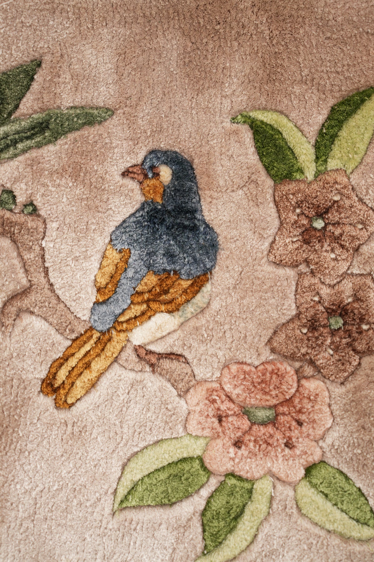Vintage Chinese Silk Rug Pair 1' x 1' (each)