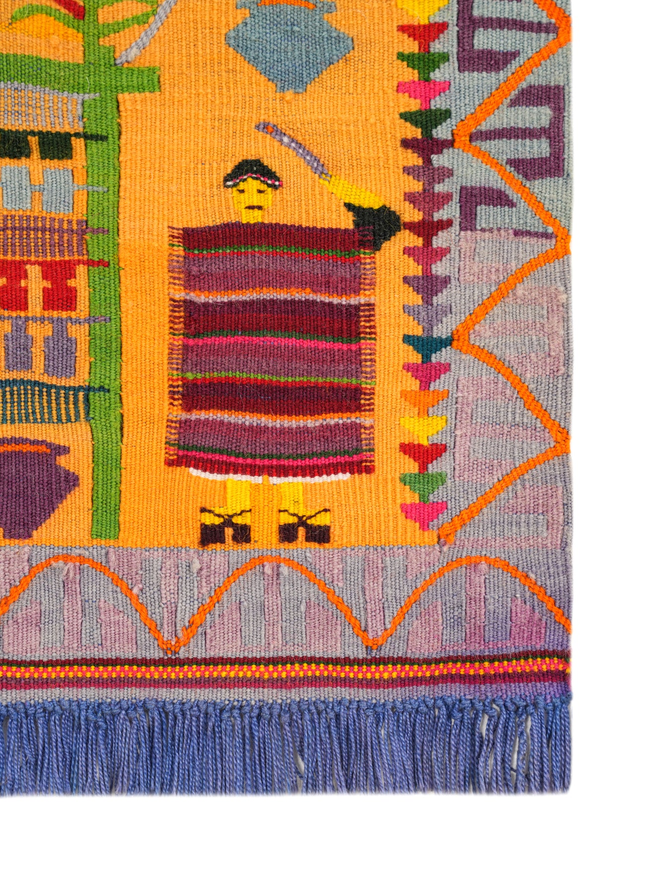 Vintage Bolivian Folk Tapestry 1'7" x 1'2"