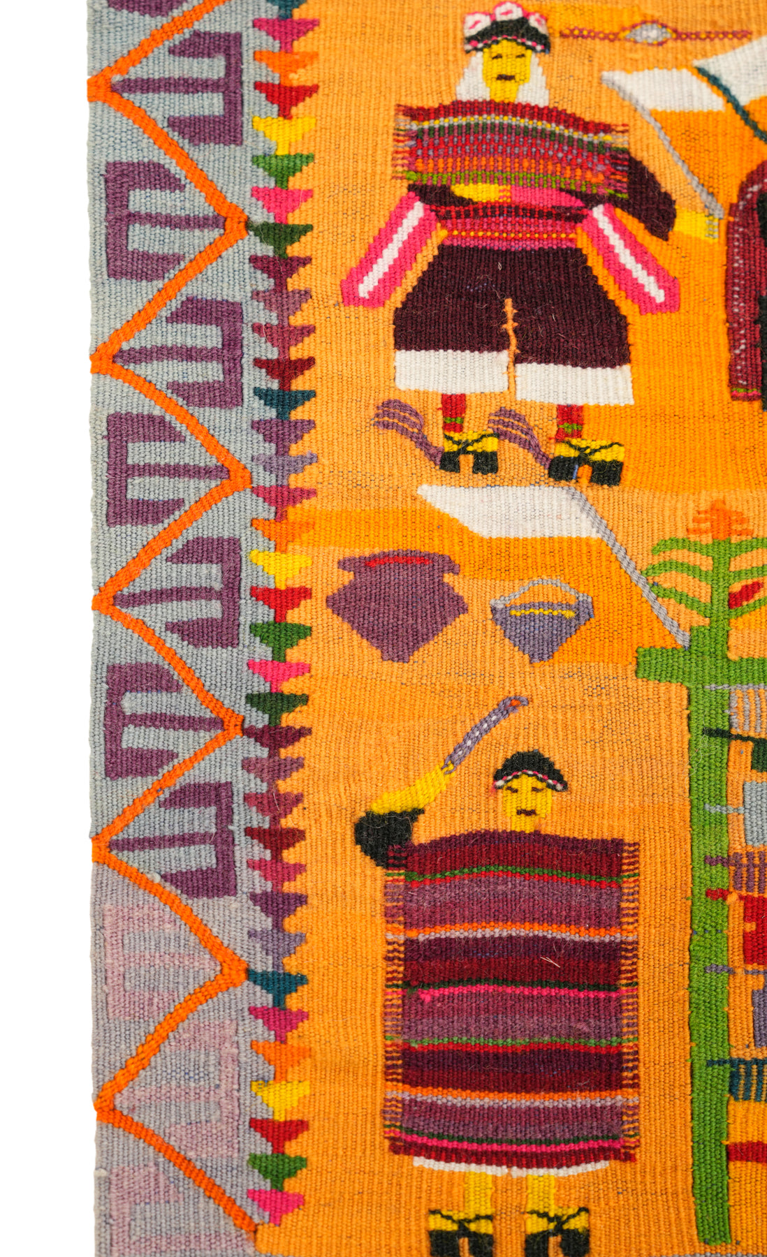 Vintage Bolivian Folk Tapestry 1'7" x 1'2"