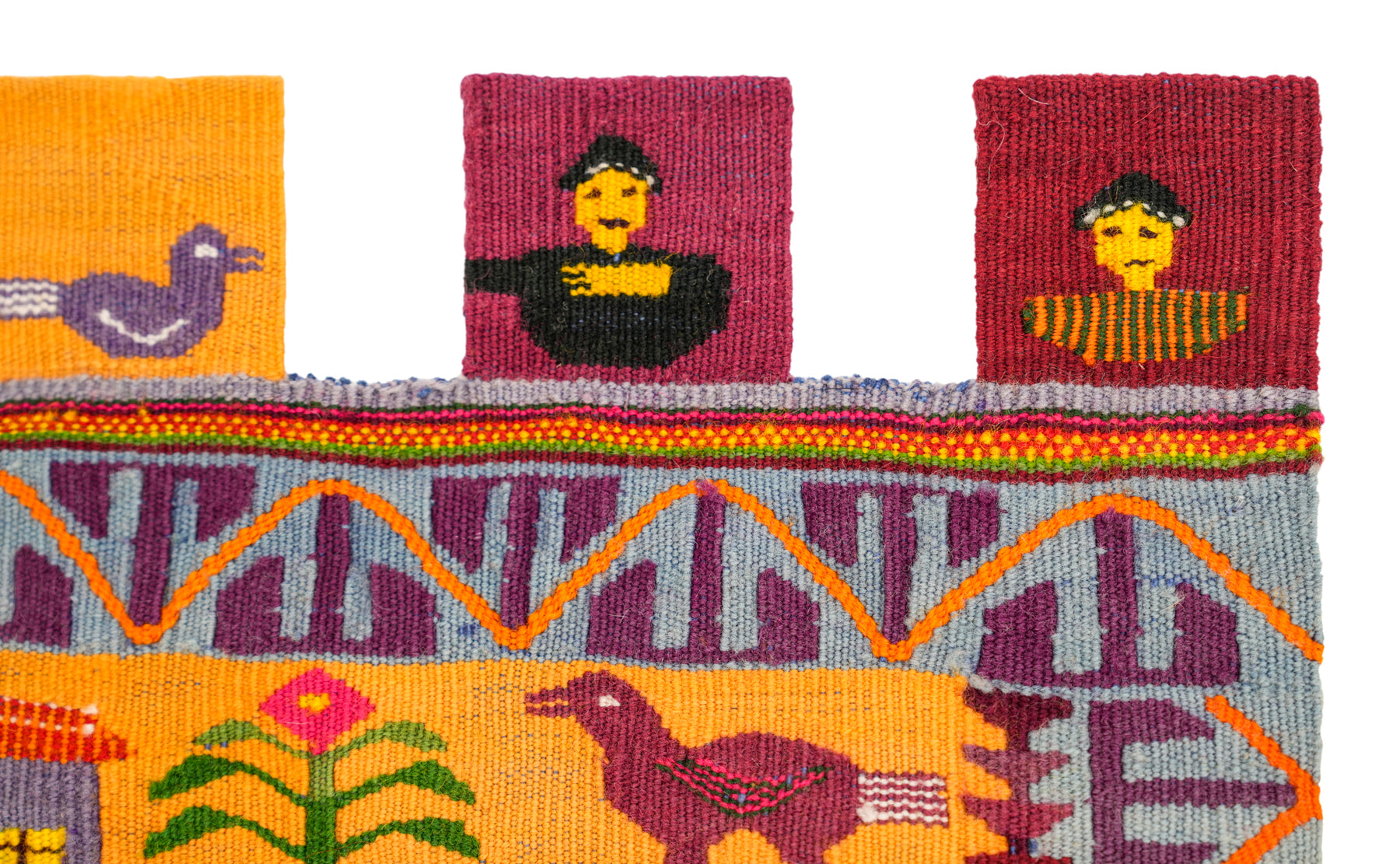 Vintage Bolivian Folk Tapestry 1'7" x 1'2"