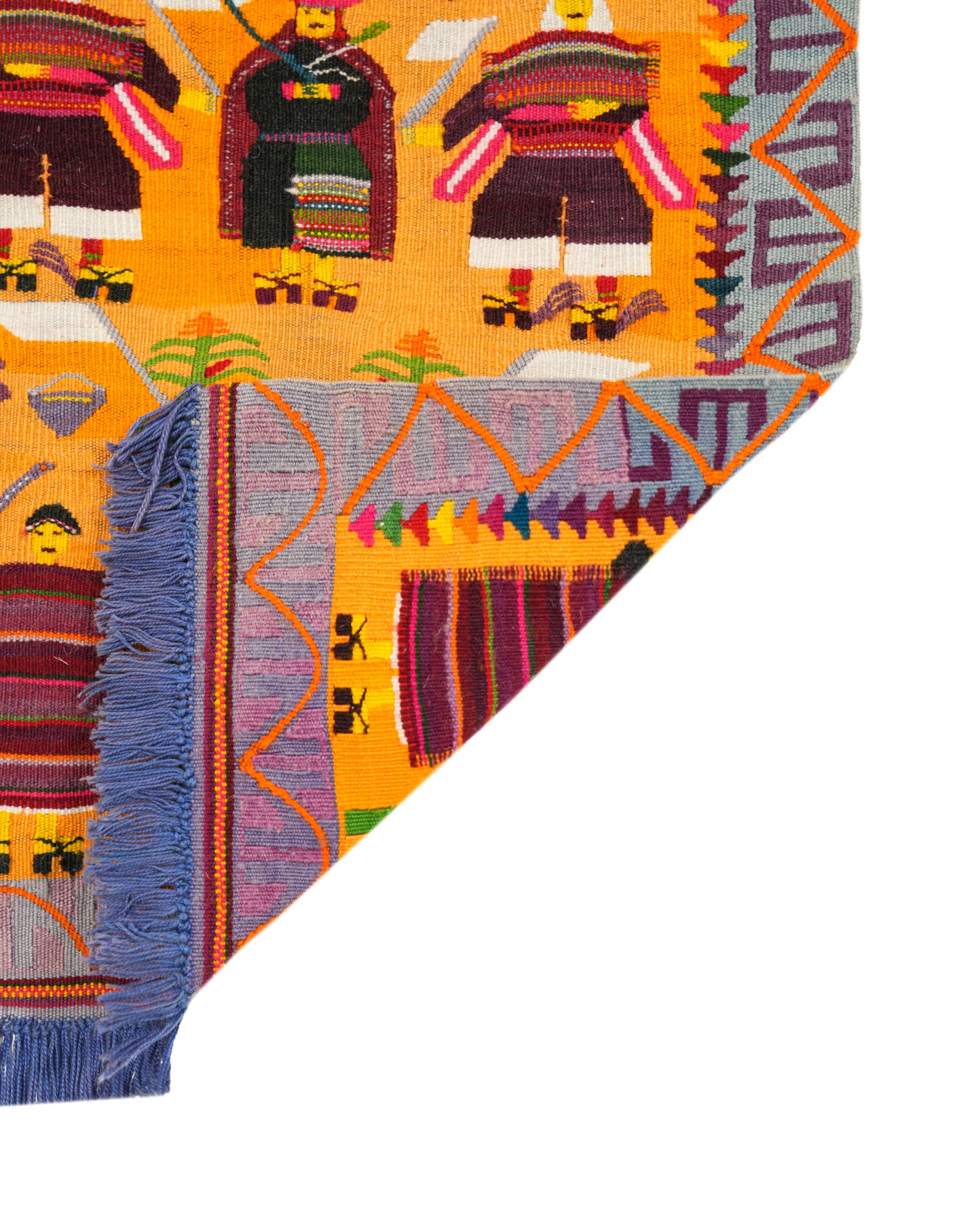 Vintage Bolivian Folk Tapestry 1'7" x 1'2"