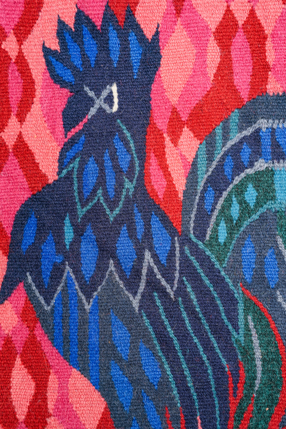 Vintage Swedish Pictorial Tapestry 1'7" x 2'