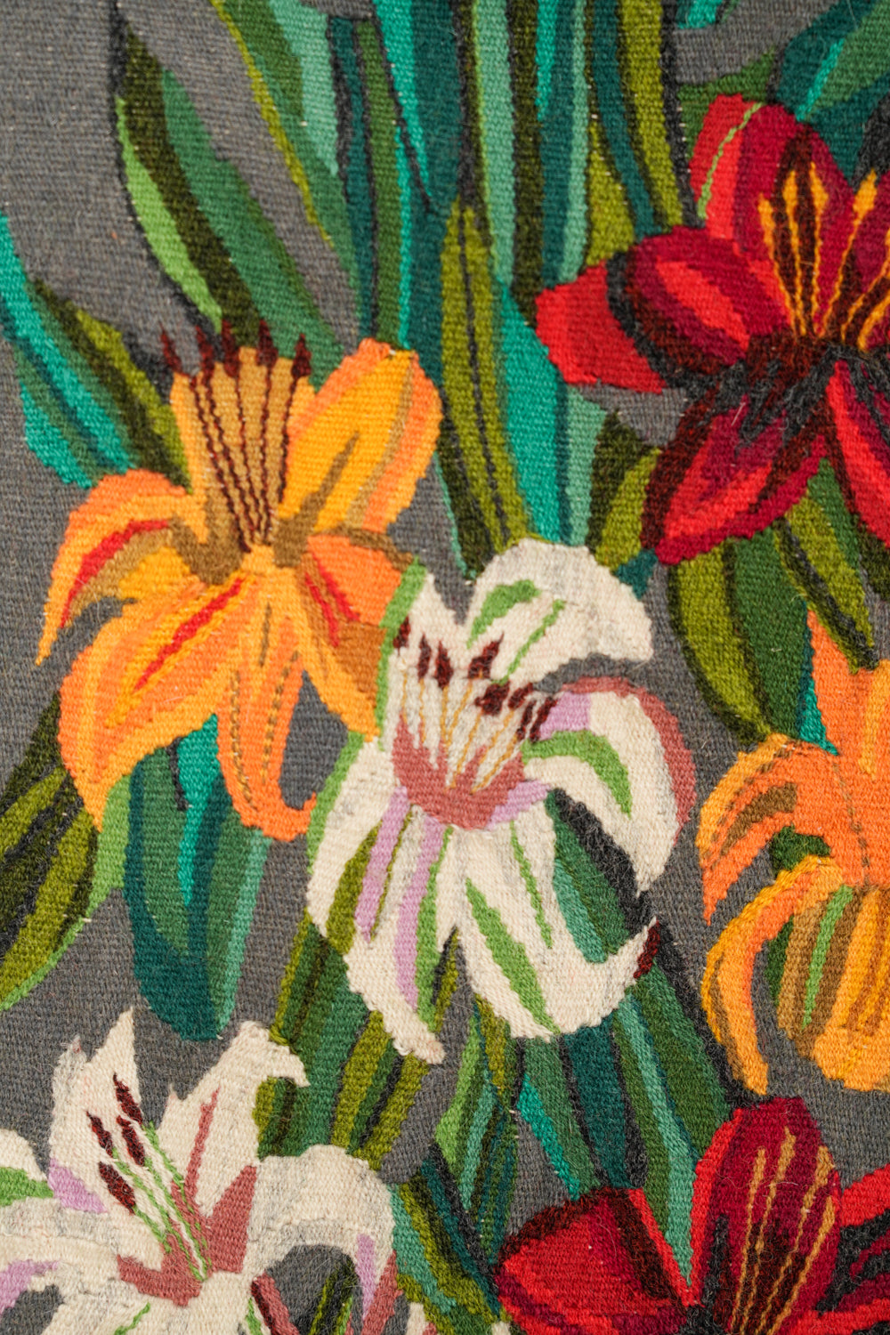 Vintage Scandinavian Floral Tapestry 1'6" x 1'1"