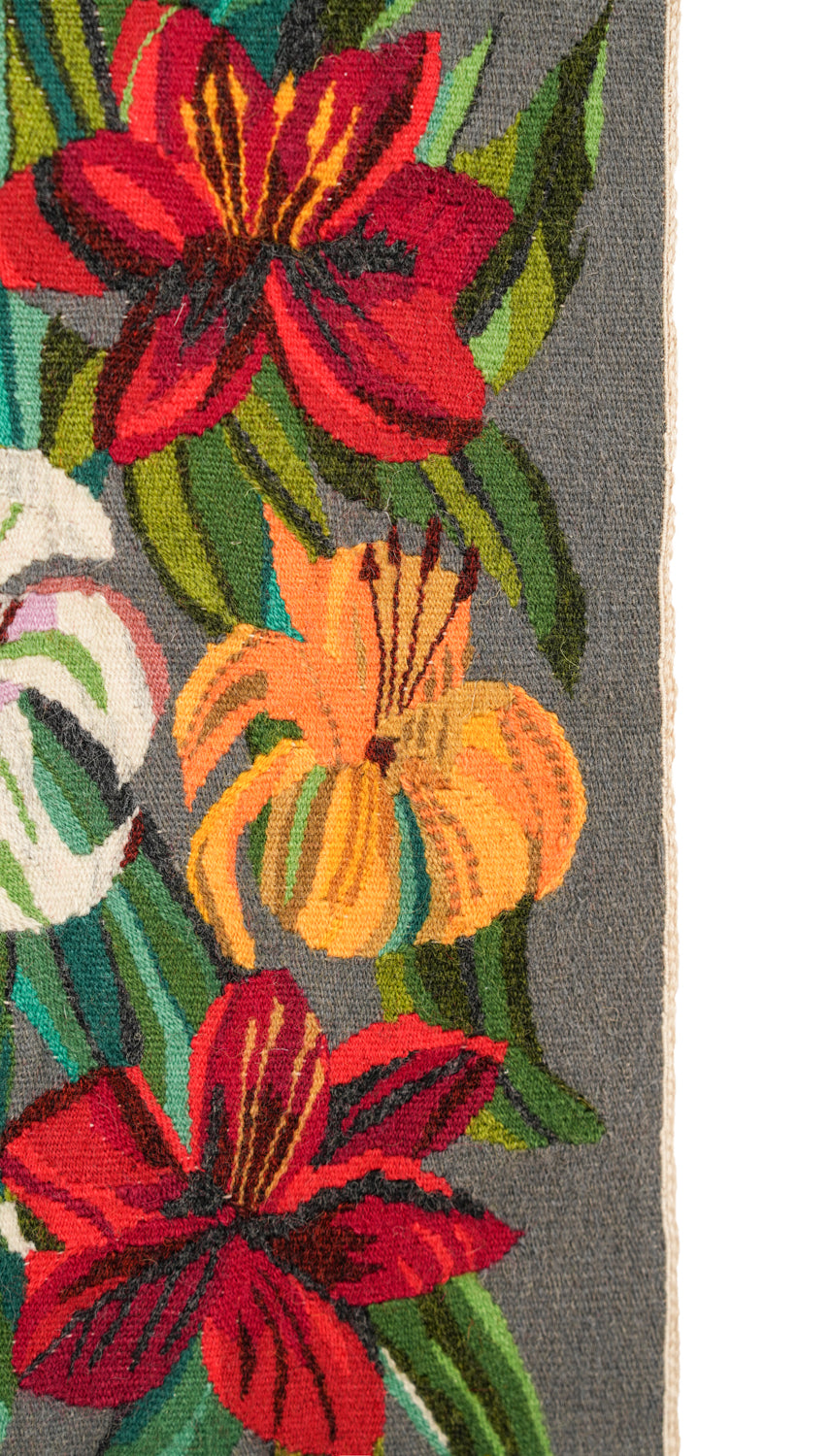 Vintage Scandinavian Floral Tapestry 1'6" x 1'1"