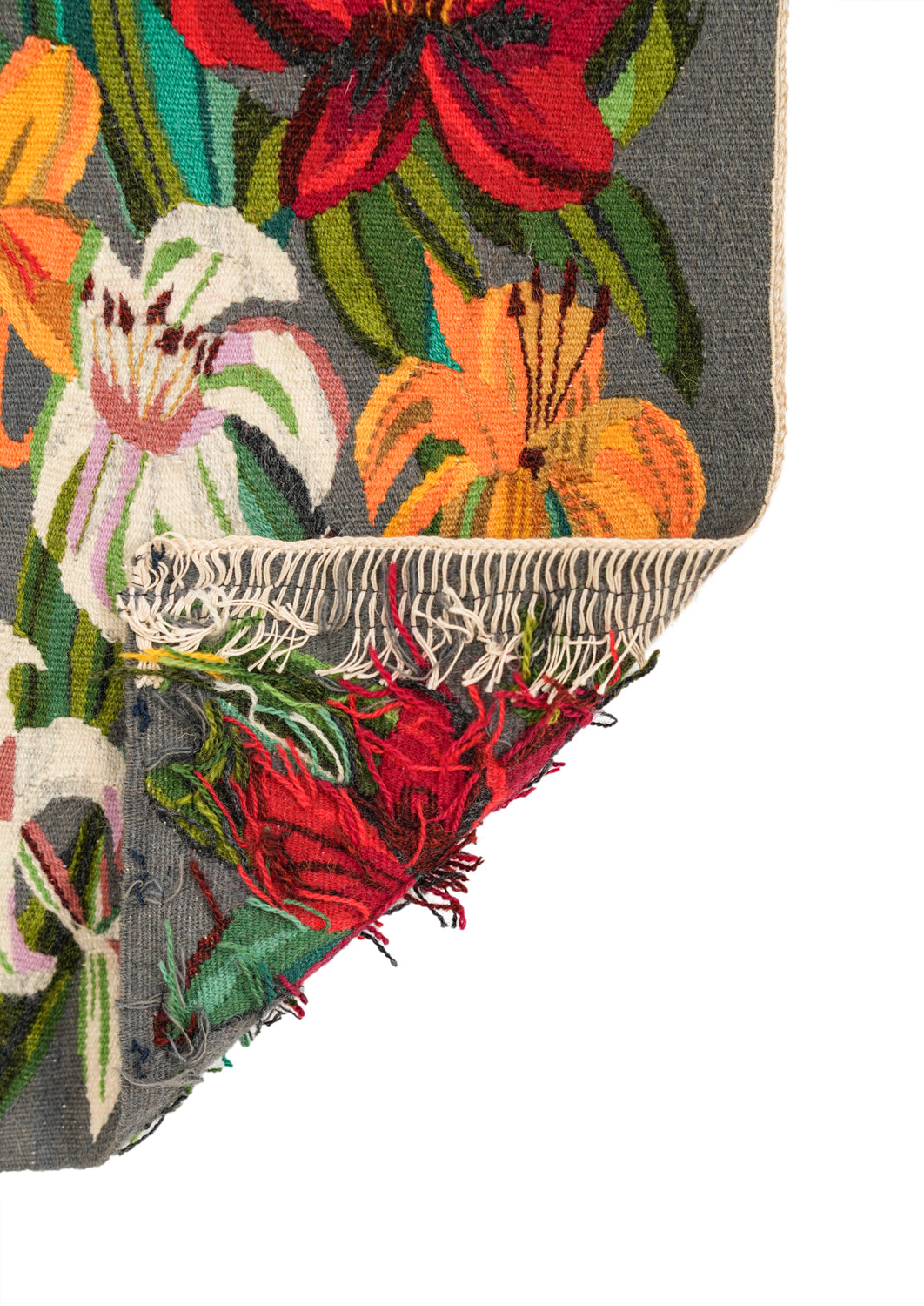 Vintage Scandinavian Floral Tapestry 1'6" x 1'1"