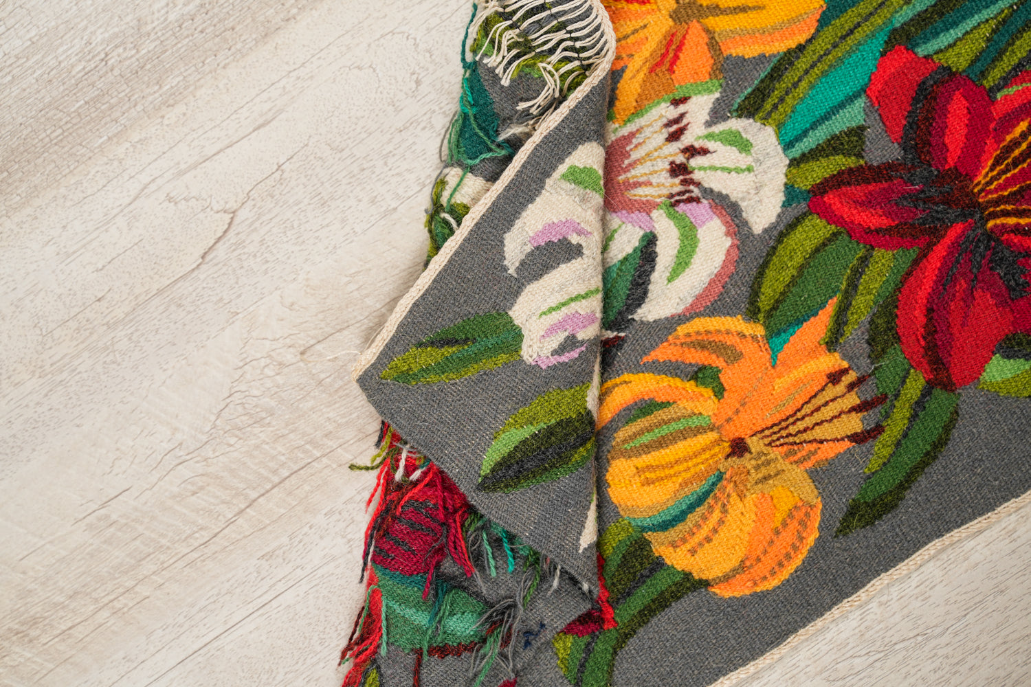 Vintage Scandinavian Floral Tapestry 1'6" x 1'1"