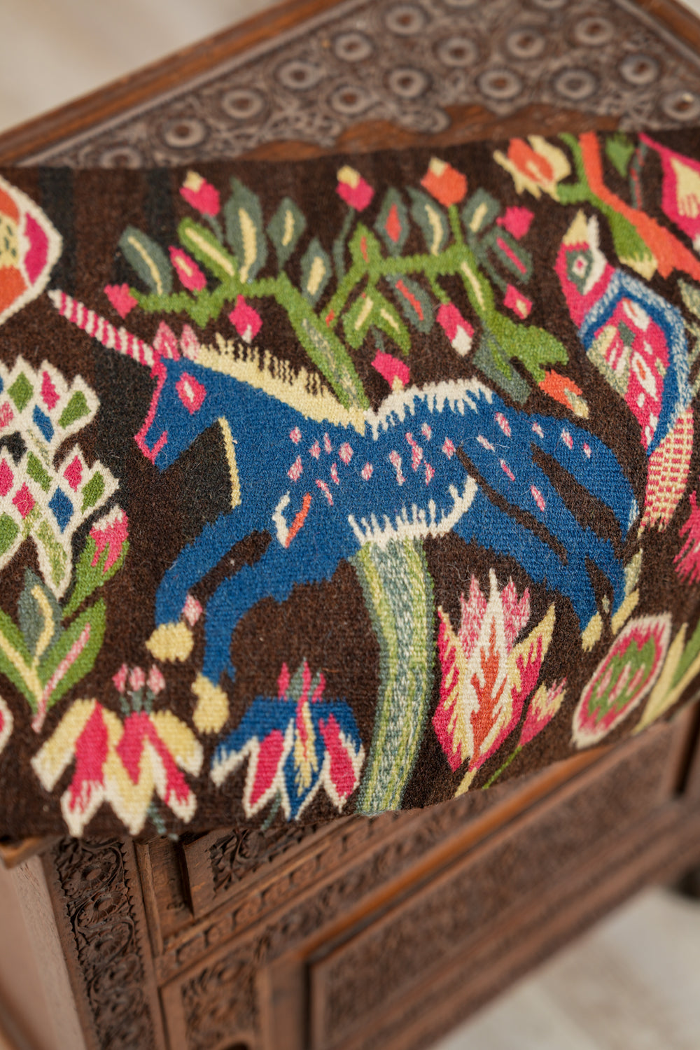Vintage Swedish UNICORN Tapestry 1'4" x 1'1"
