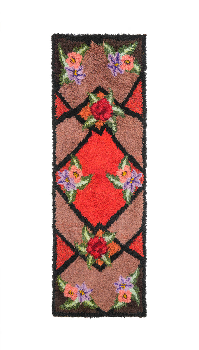 Vintage Scandinavian Rya Rug 6'4" X 2'3"