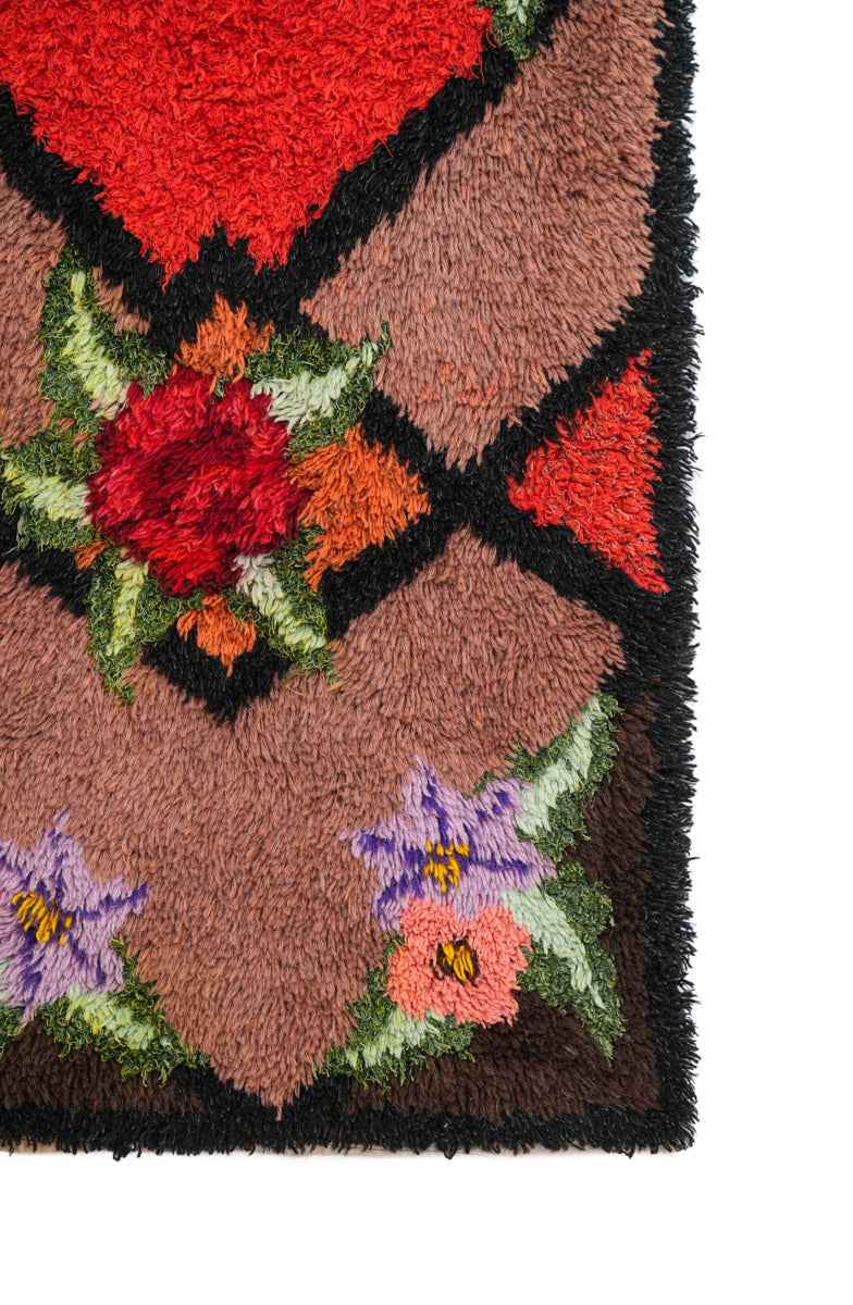 Vintage Scandinavian Rya Rug 6'4" X 2'3"