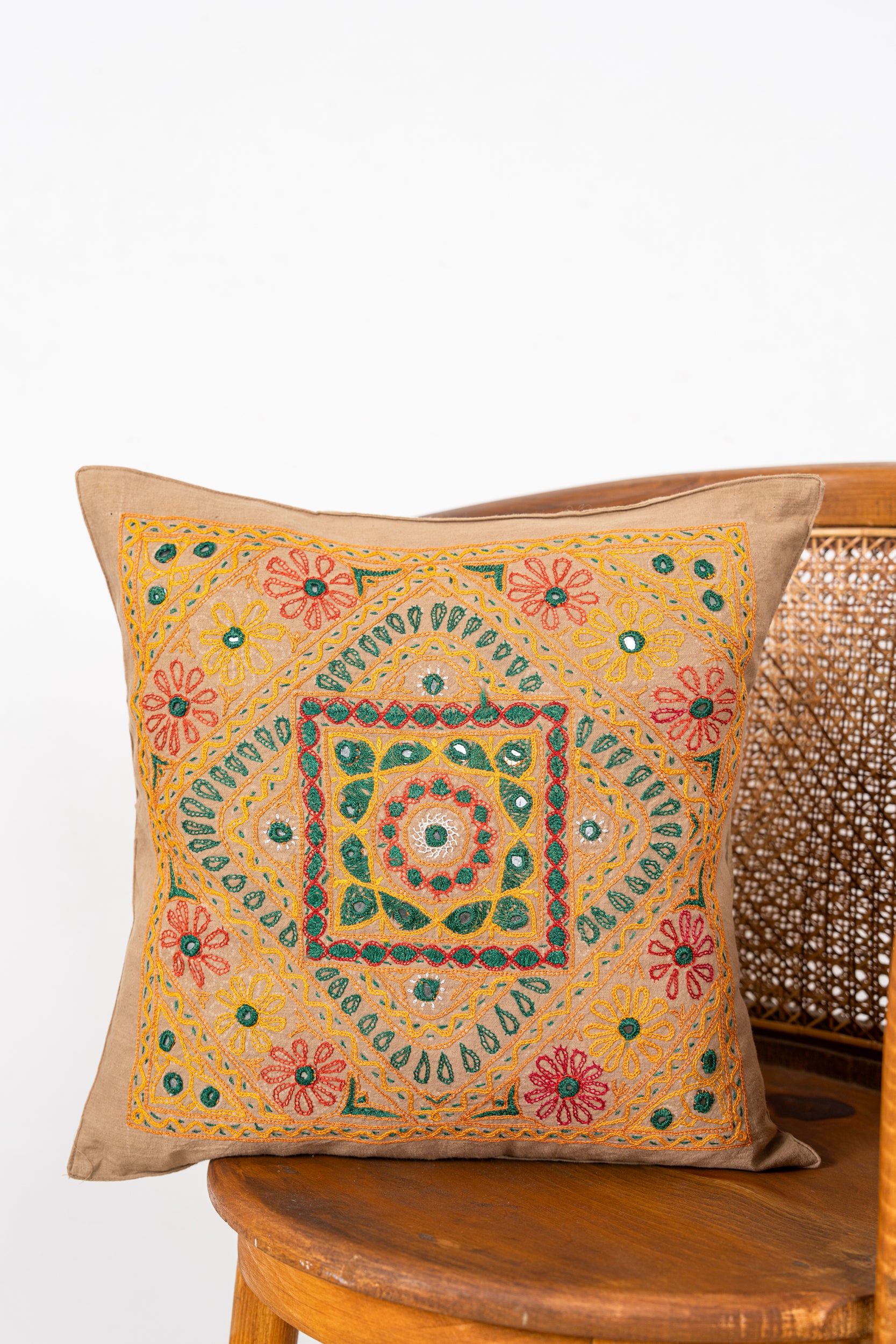 Vintage Embroidered Cushion 1'4" x 1'4"