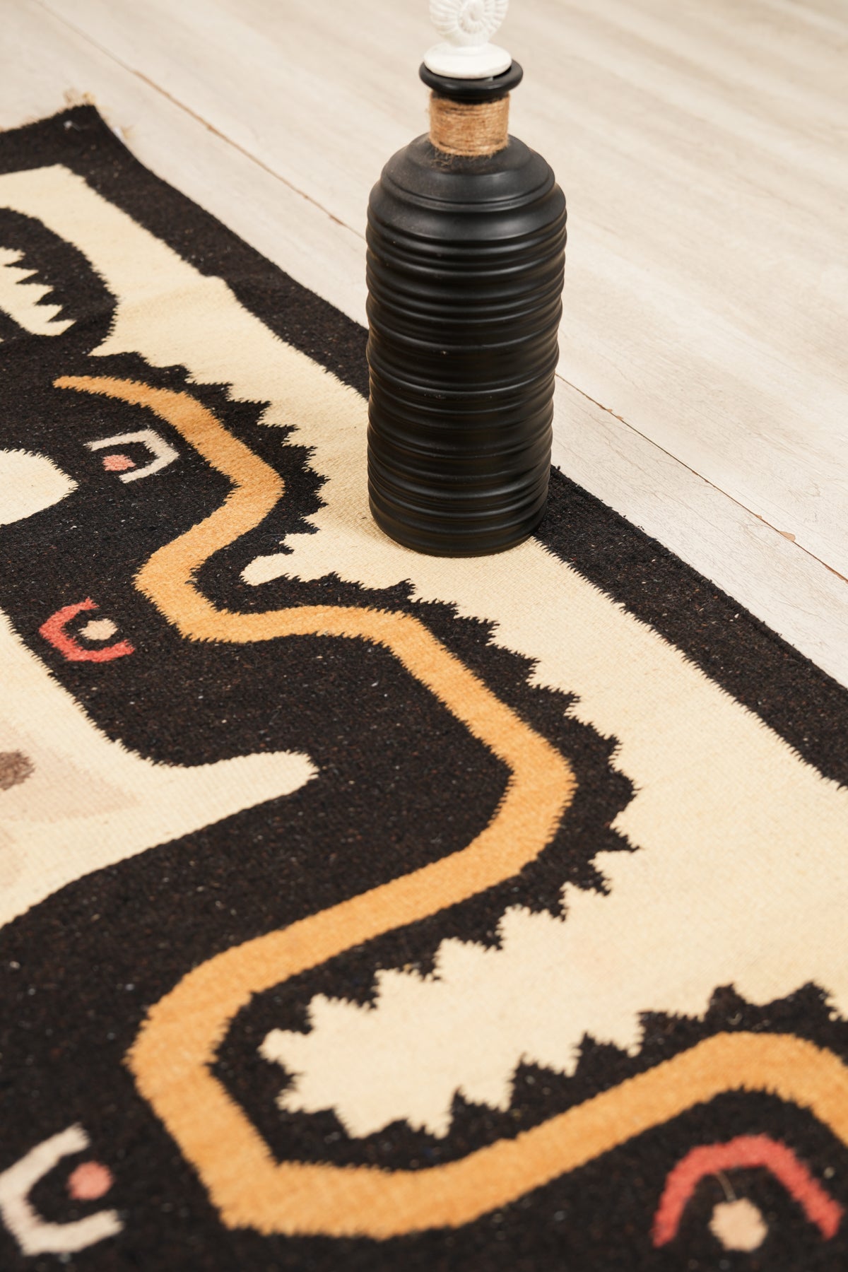 Vintage Aztec Mayan Serpent Kilim 5'1" x 2'6"
