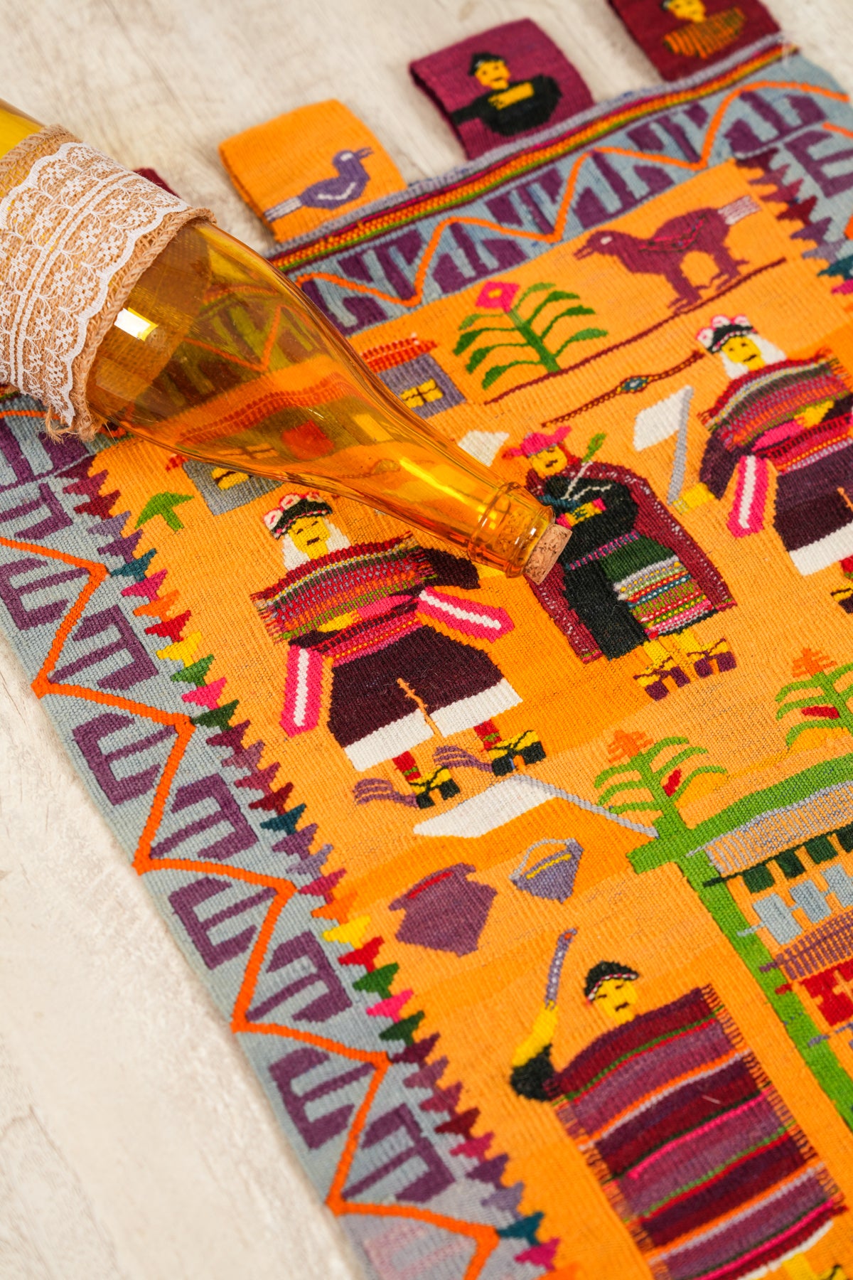 Vintage Bolivian Folk Tapestry 1'7" x 1'2"