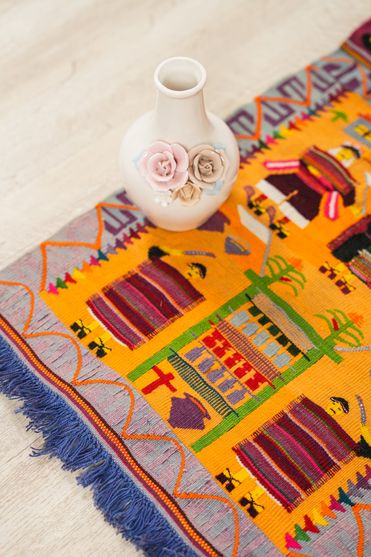 Vintage Bolivian Folk Tapestry 1'7" x 1'2"