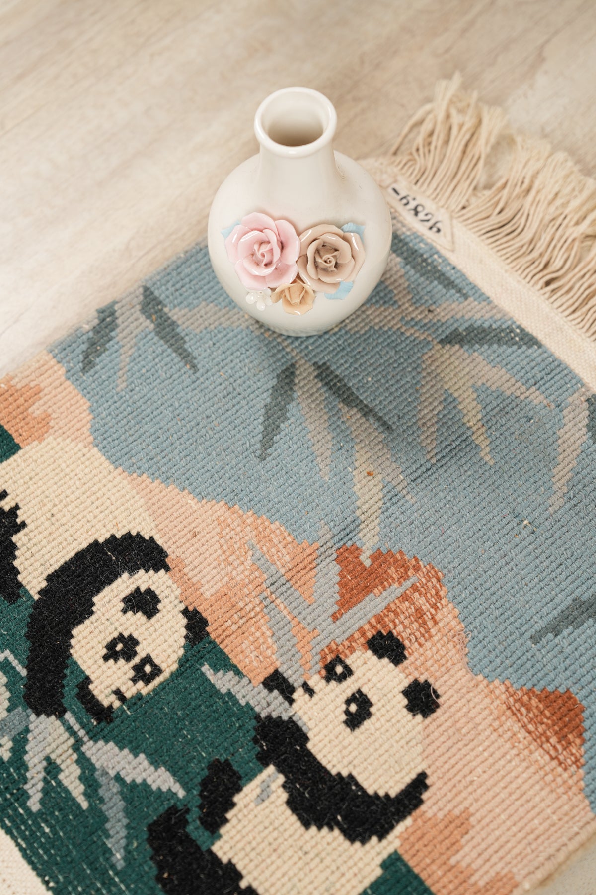 Vintage Chinese Panda Rug 1'3" x 1'3"