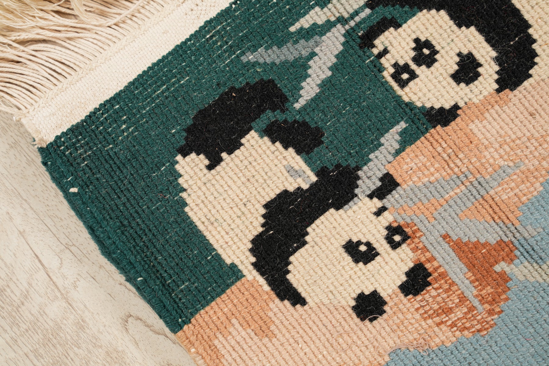 Vintage Chinese Panda Rug 1'3" x 1'3"