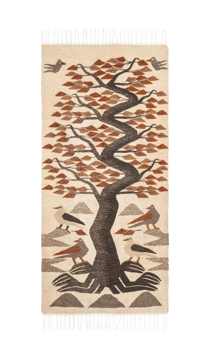 Vintage Egyptian Naturalist Kilim Wall Art 6x3 ft