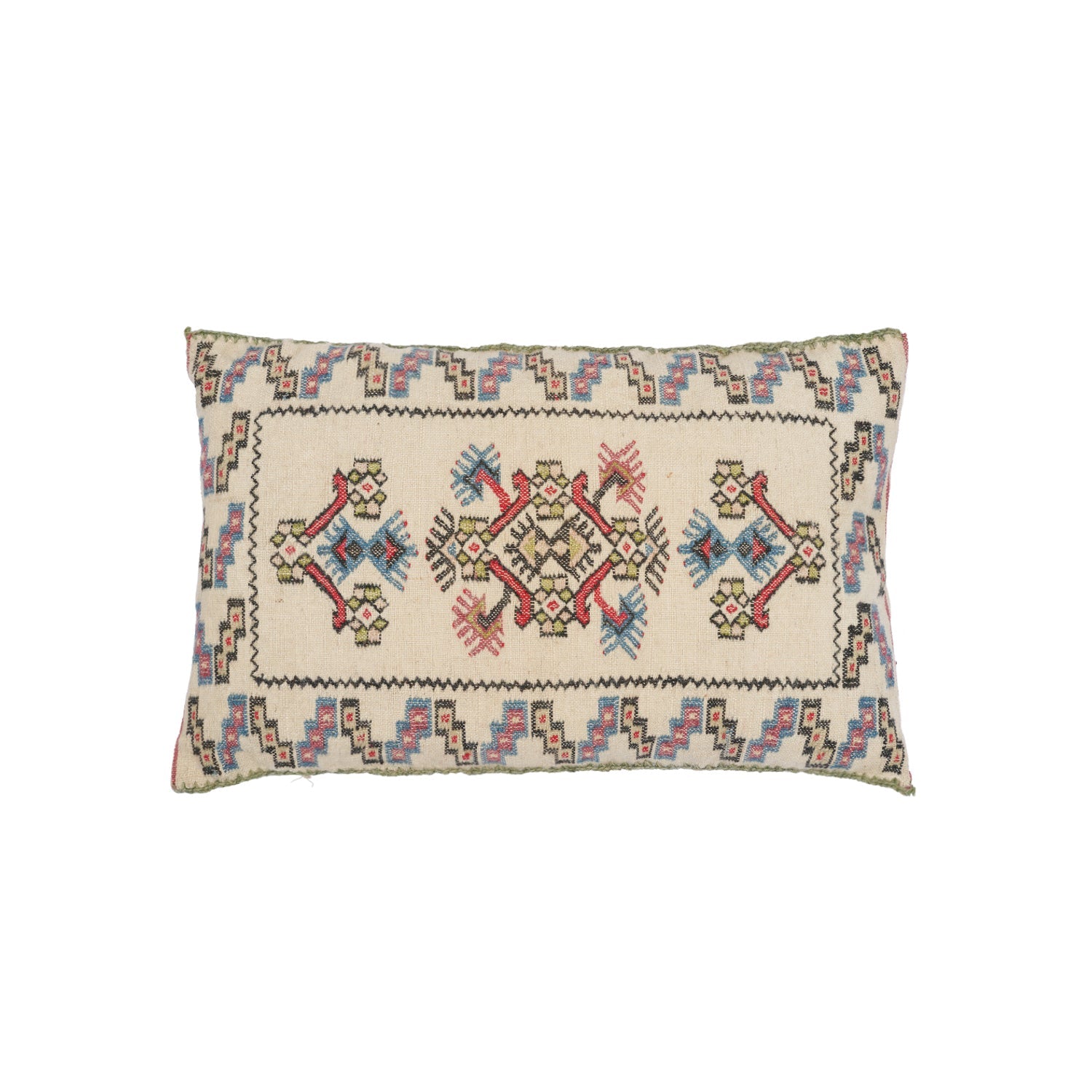 Vintage Scandinavian Embroidered lumbar cushion 2'2" x 1'4"