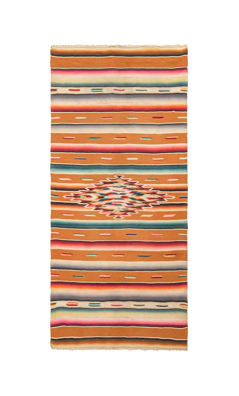 Vintage Mexican Saltillo Serape Textile 3'9" x 1'9"