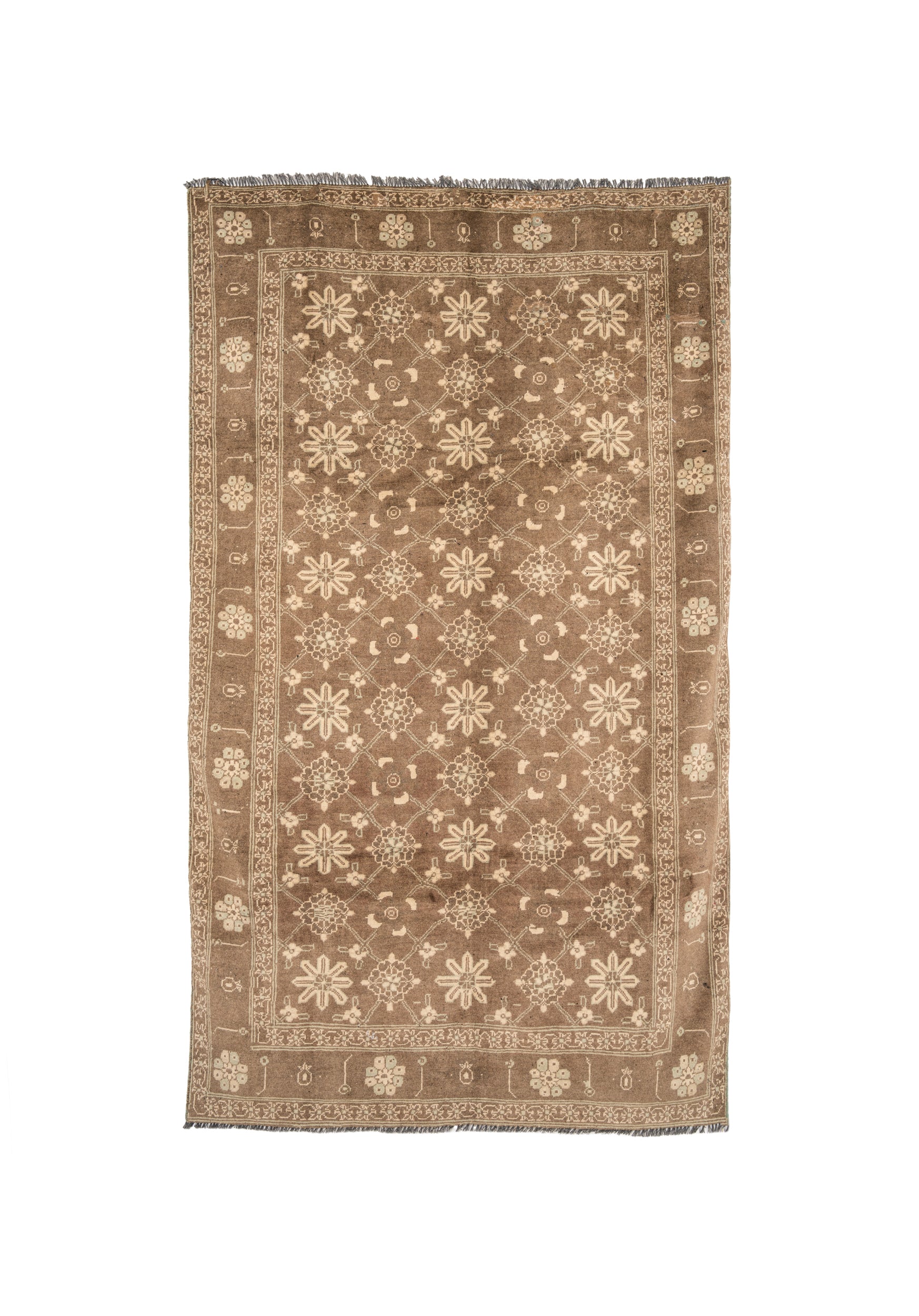 Vintage Turkmen Floral Rug 8'10" x 4'10"