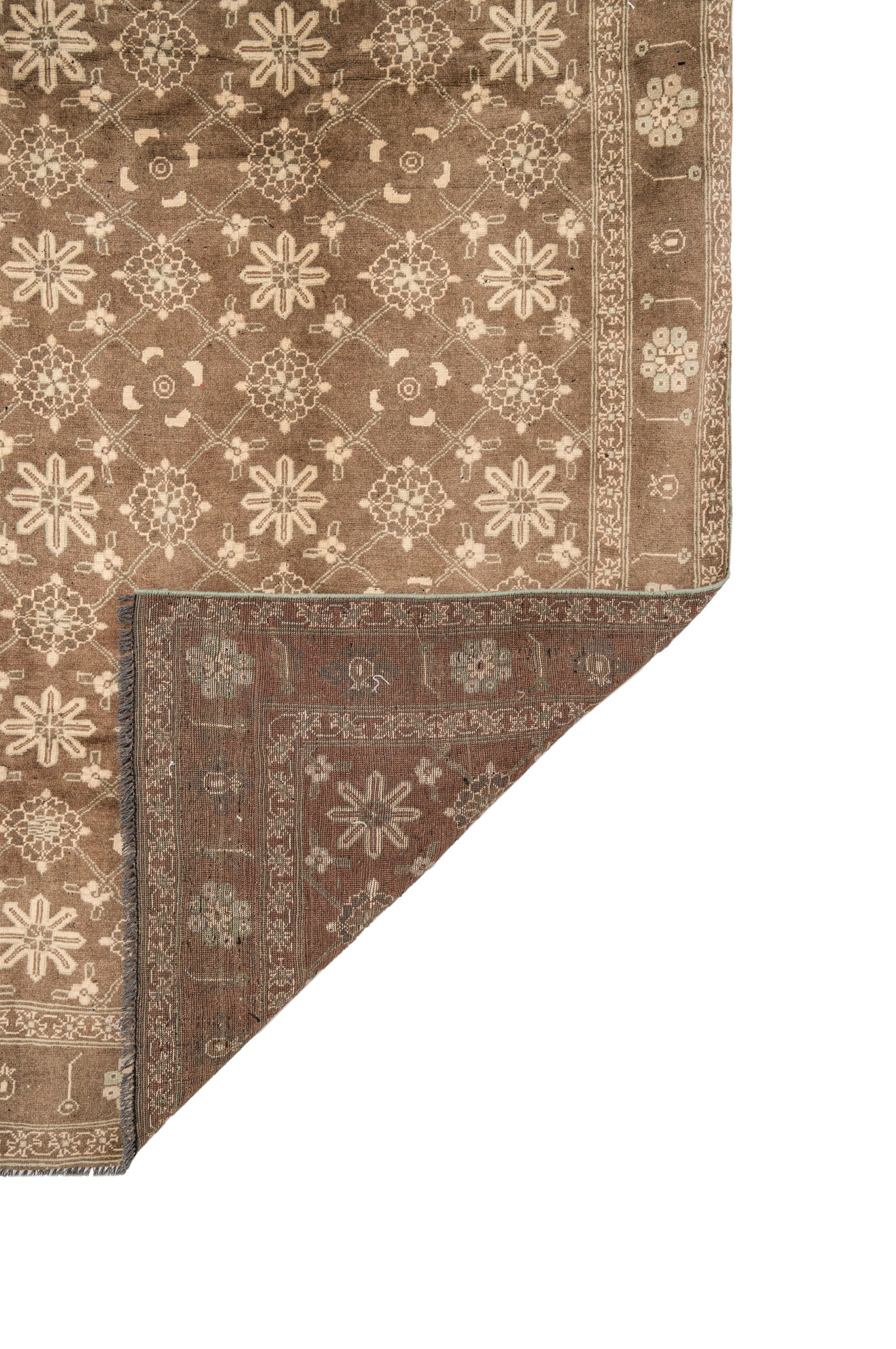 Vintage Turkmen Floral Rug 8'10" x 4'10"