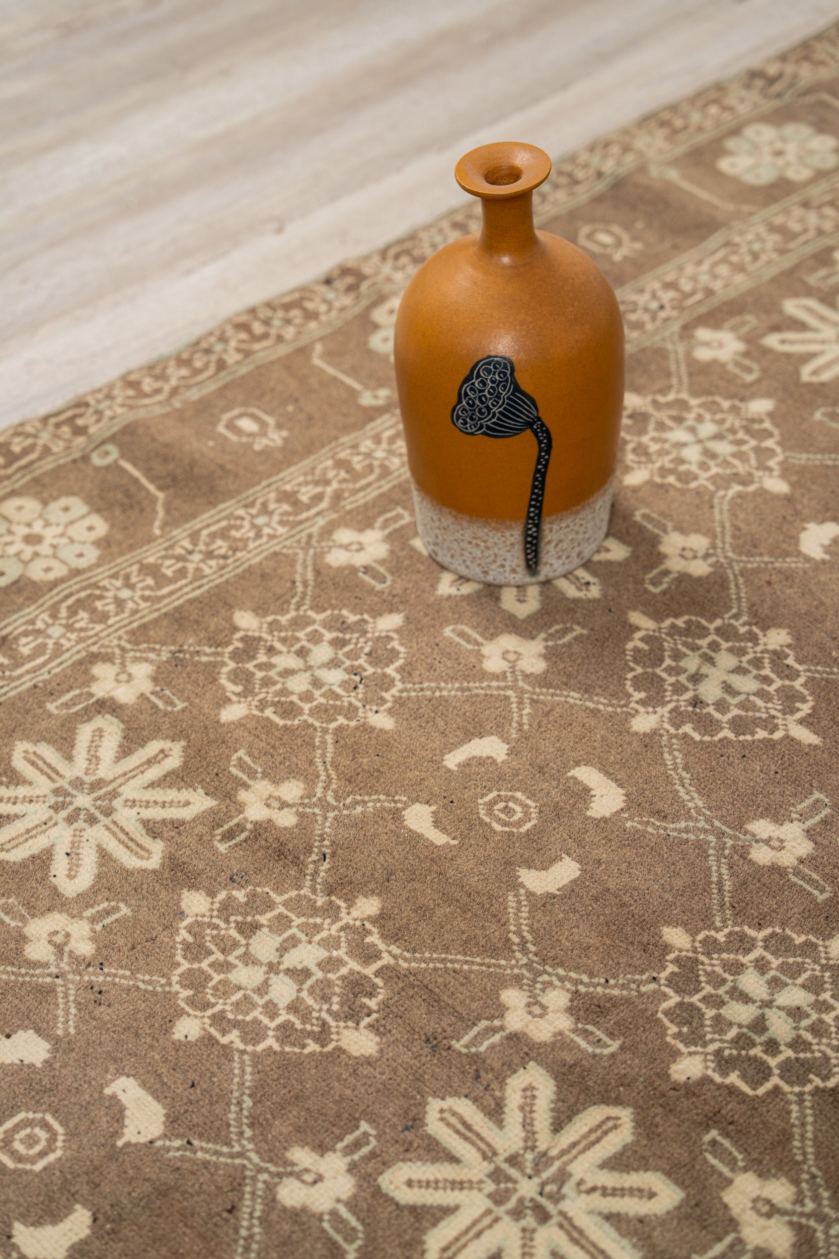 Vintage Turkmen Floral Rug 8'10" x 4'10"