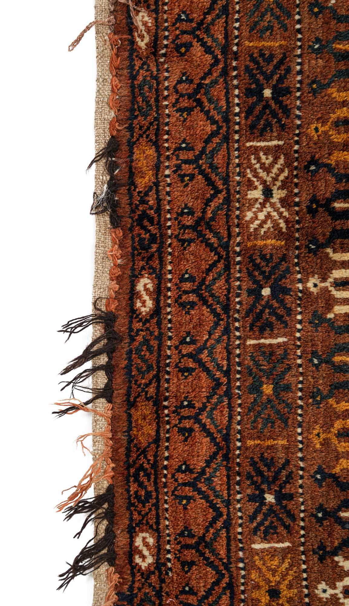 Vintage Turkmen Kapunuk panel Rug 4' X 1'