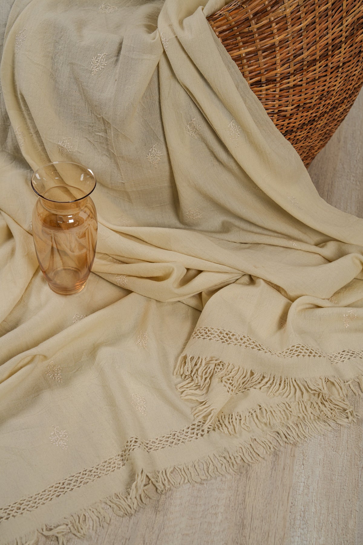 Vintage Moroccan Loom Shawl 9' x 7'2"