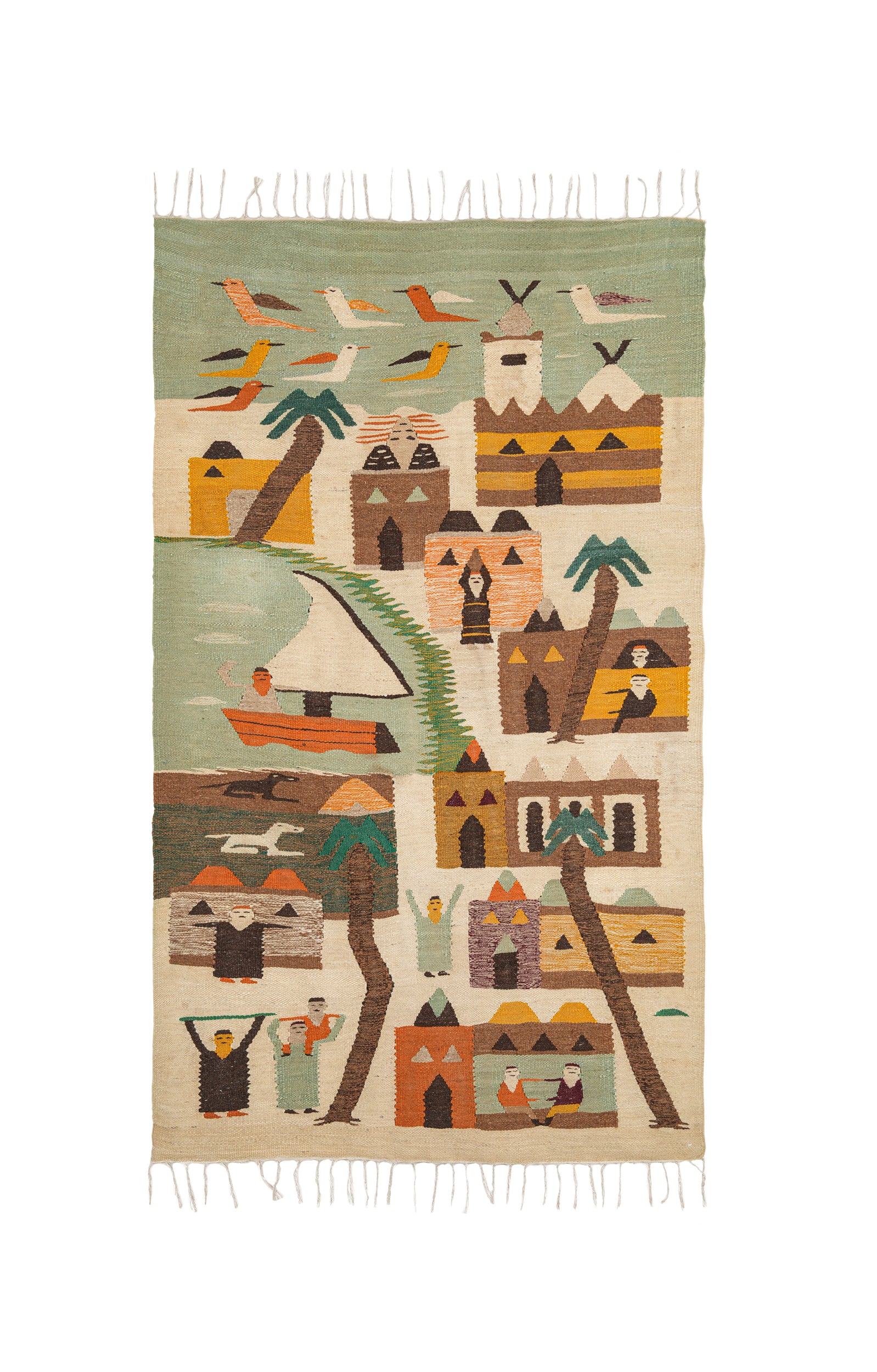 Vintage Egyptian Tapestry 5'10" x 3'3"