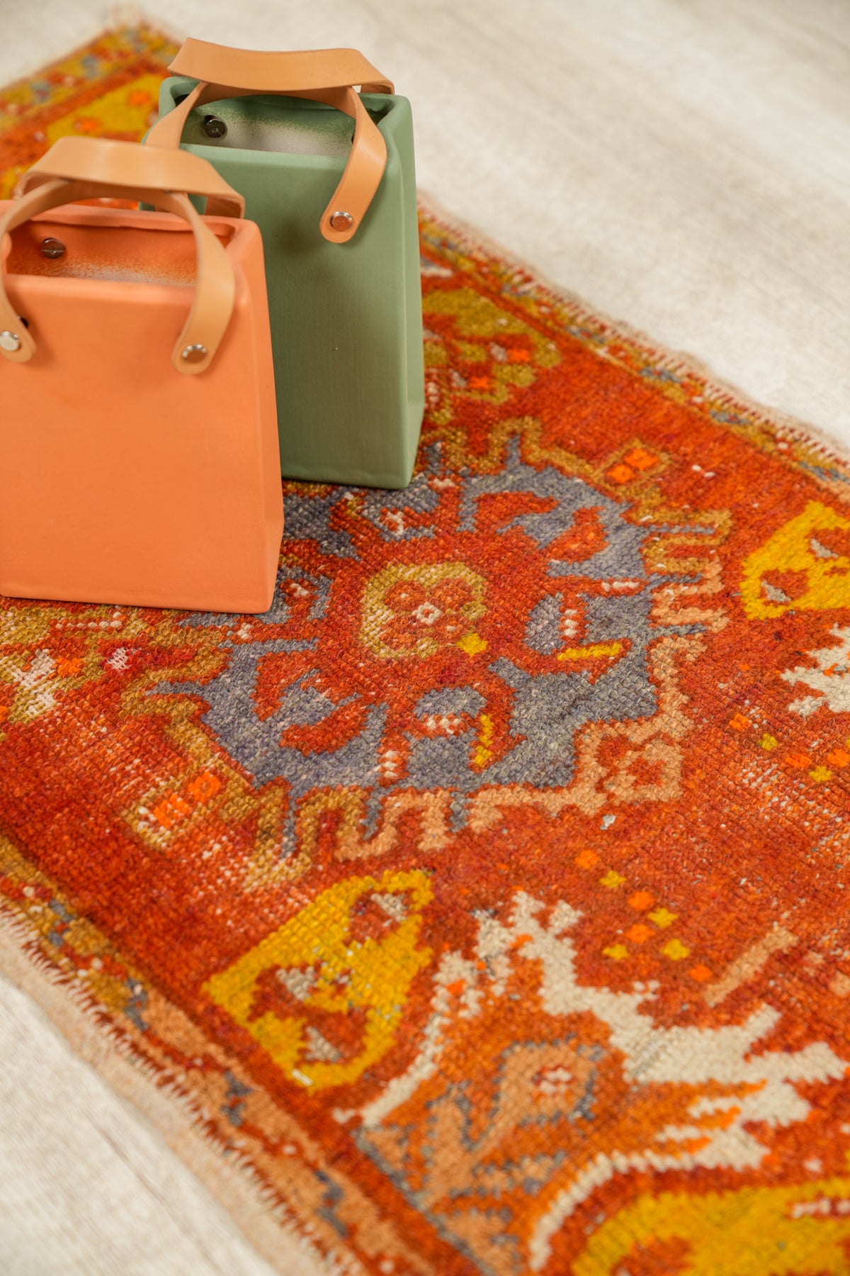 Vintage Turkish Oushak Rug 2'8" x 1'7"