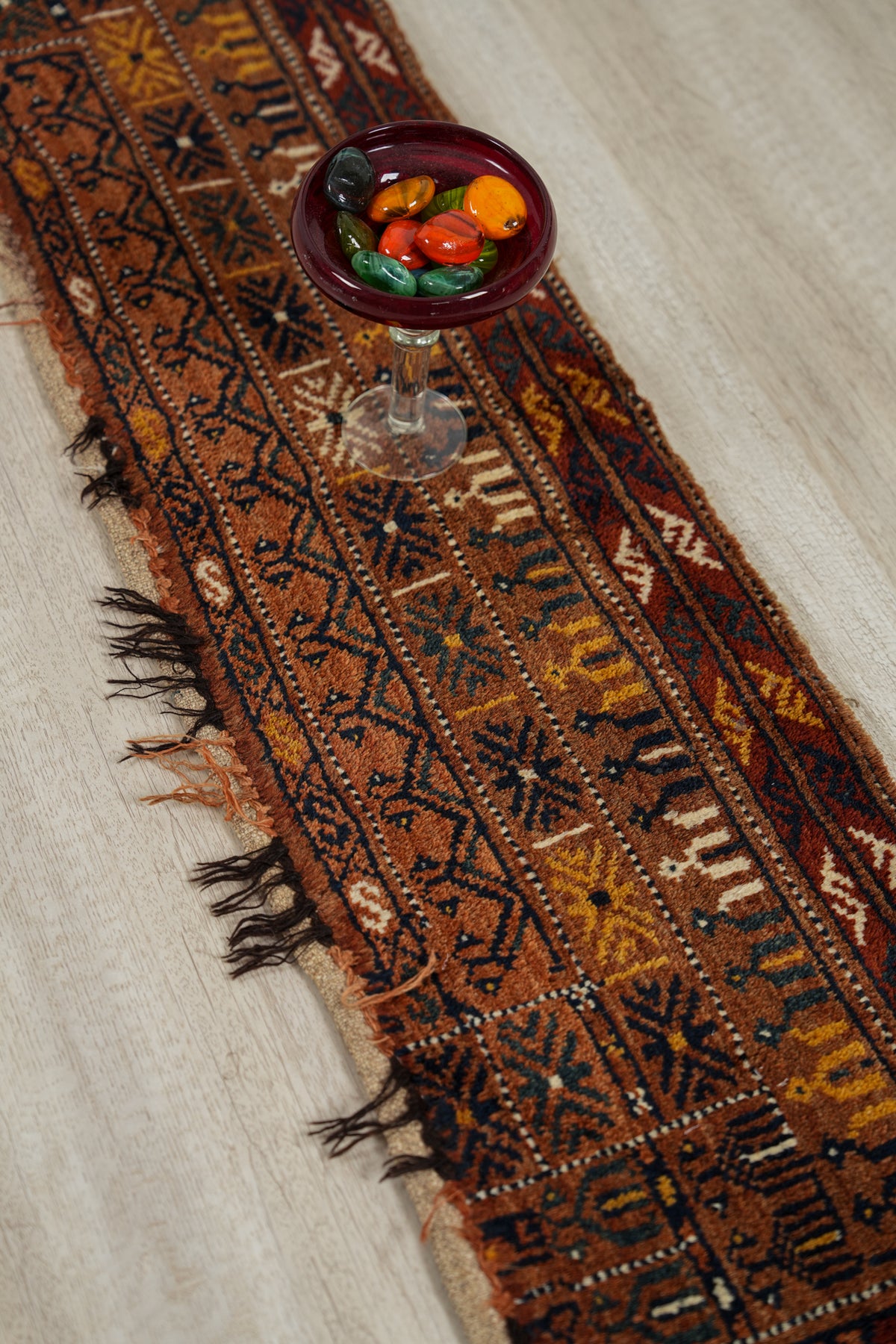 Vintage Turkmen Kapunuk panel Rug 4' X 1'