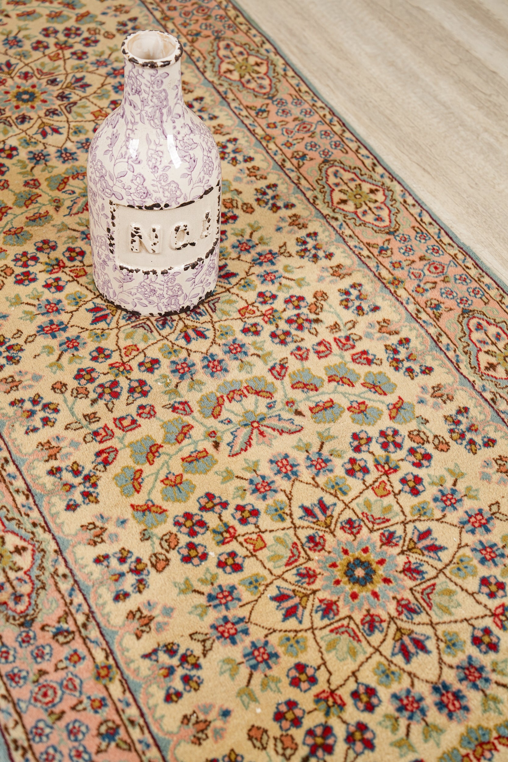 vintage turkish hereke hallway rug 7'3" x 2'8"