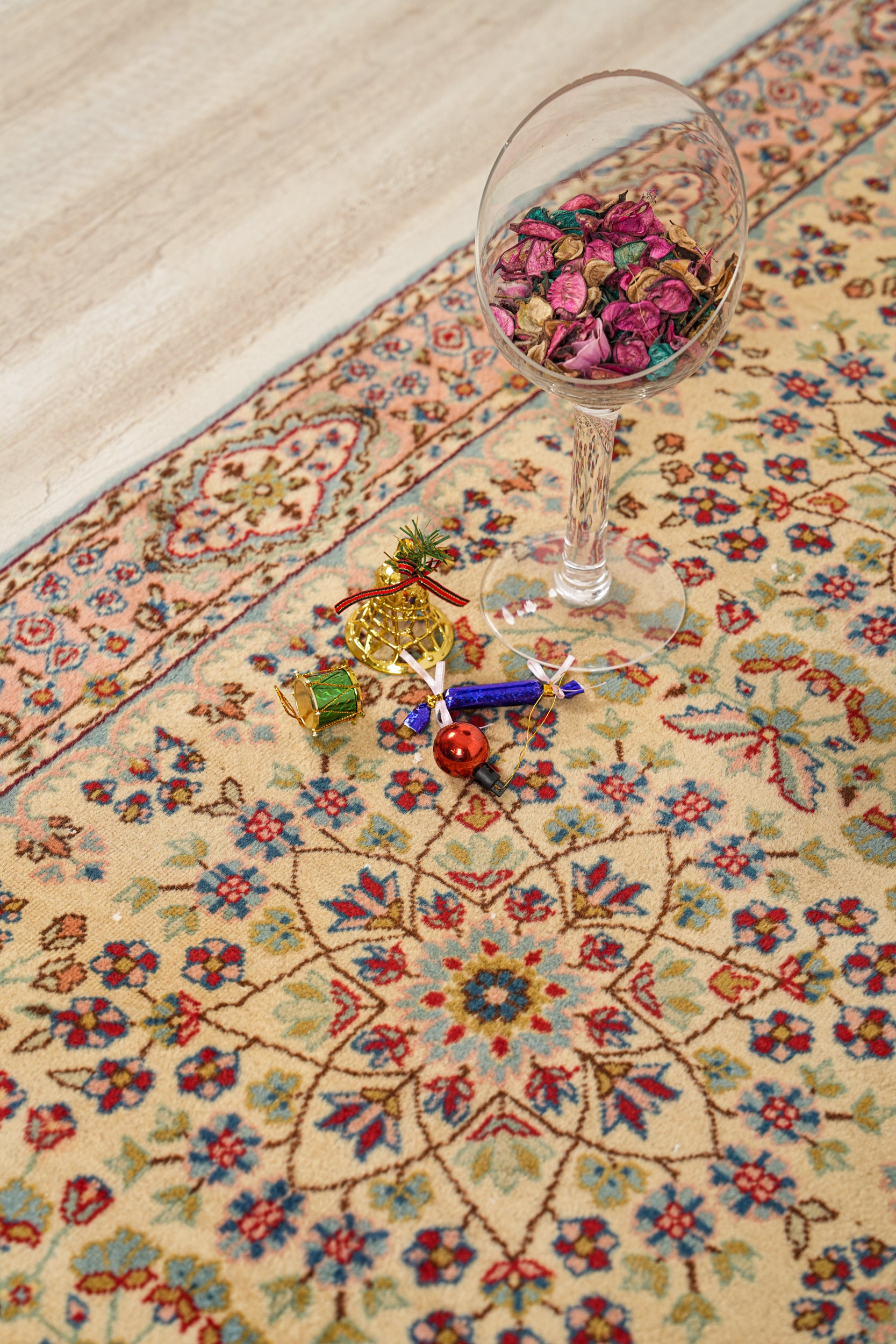 vintage turkish hereke hallway rug 7'3" x 2'8"