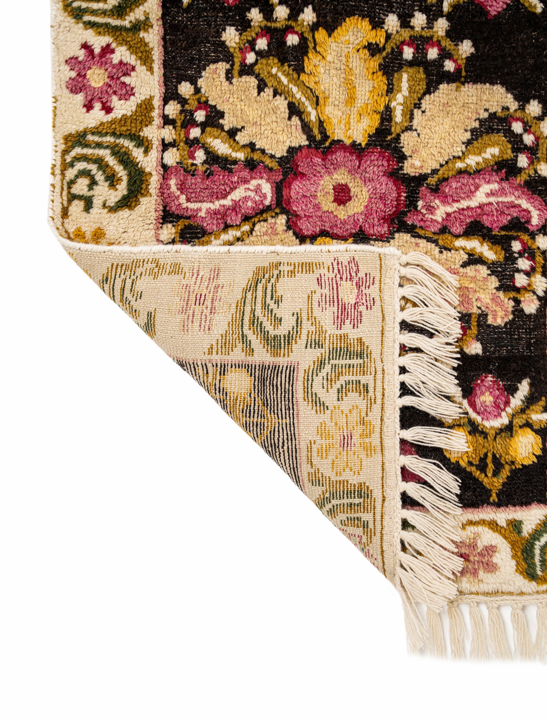 Vintage Turkish Rose Pile Rug 3'8" x 2'7"