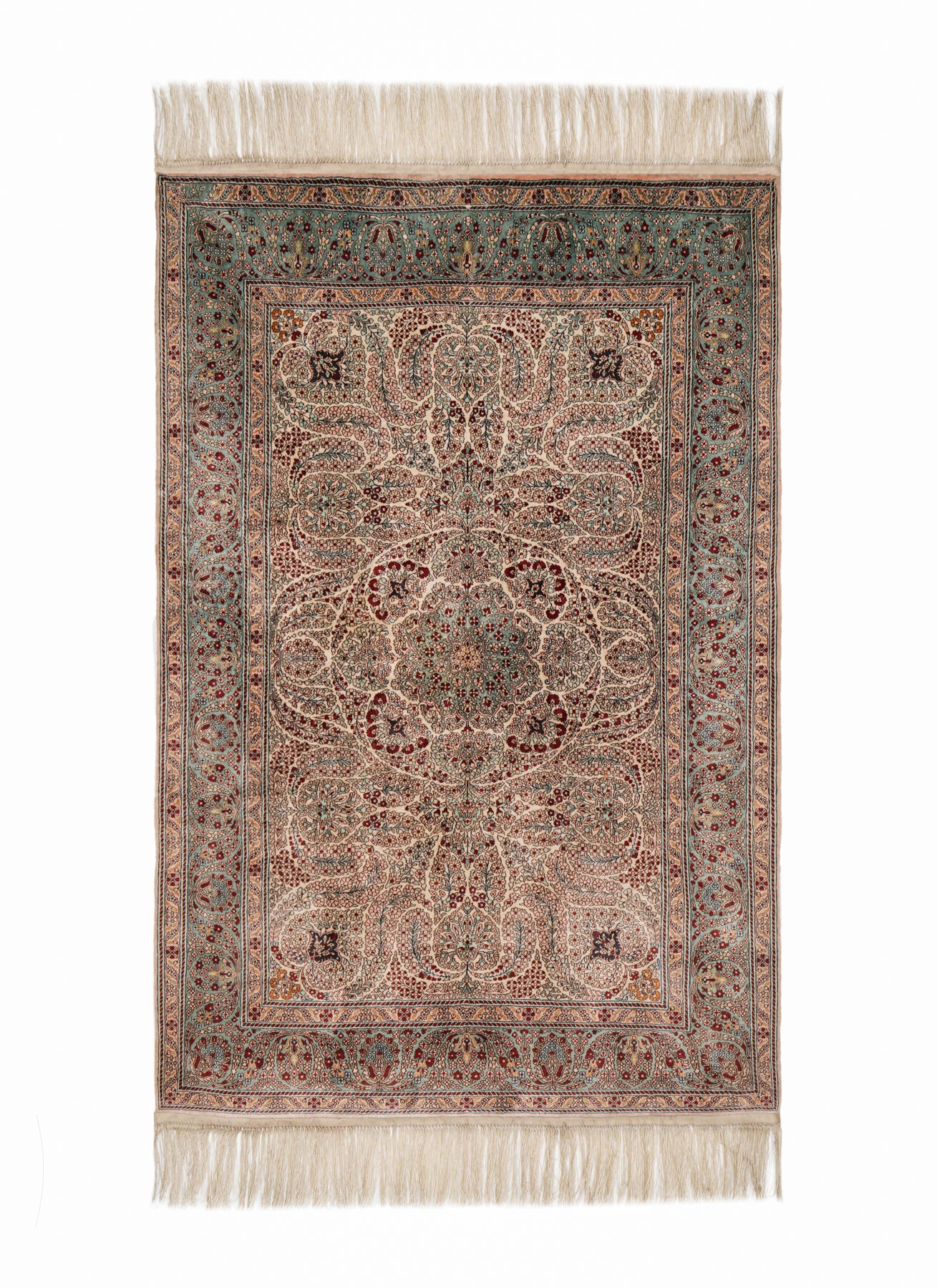 Vintage oriental silk rug 3'x 2'