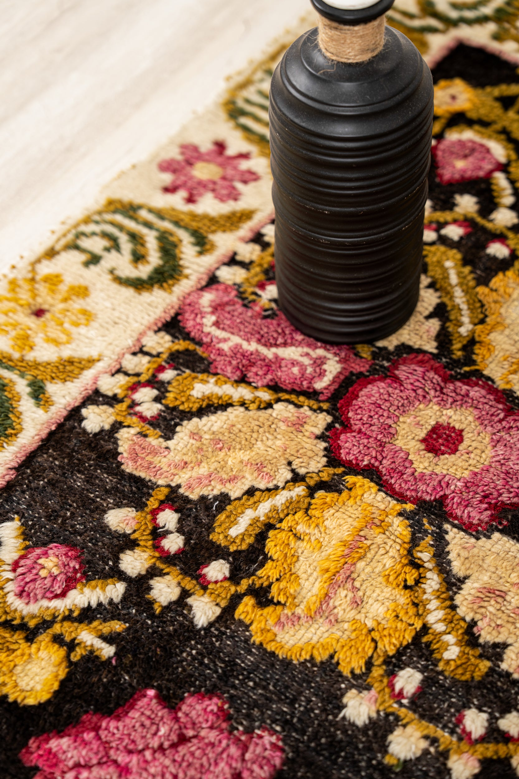 Vintage Turkish Rose Pile Rug 3'8" x 2'7"