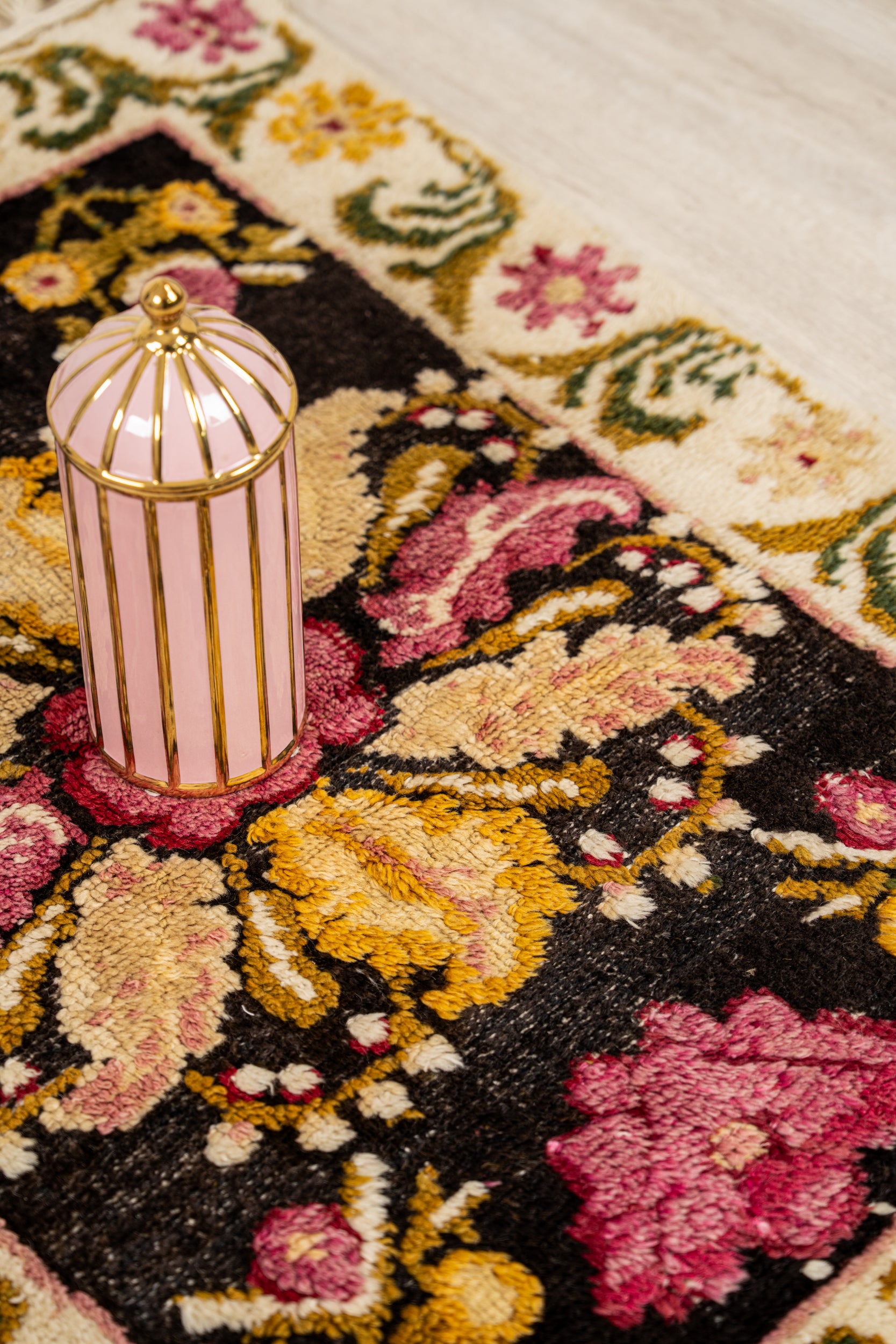 Vintage Turkish Rose Pile Rug 3'8" x 2'7"