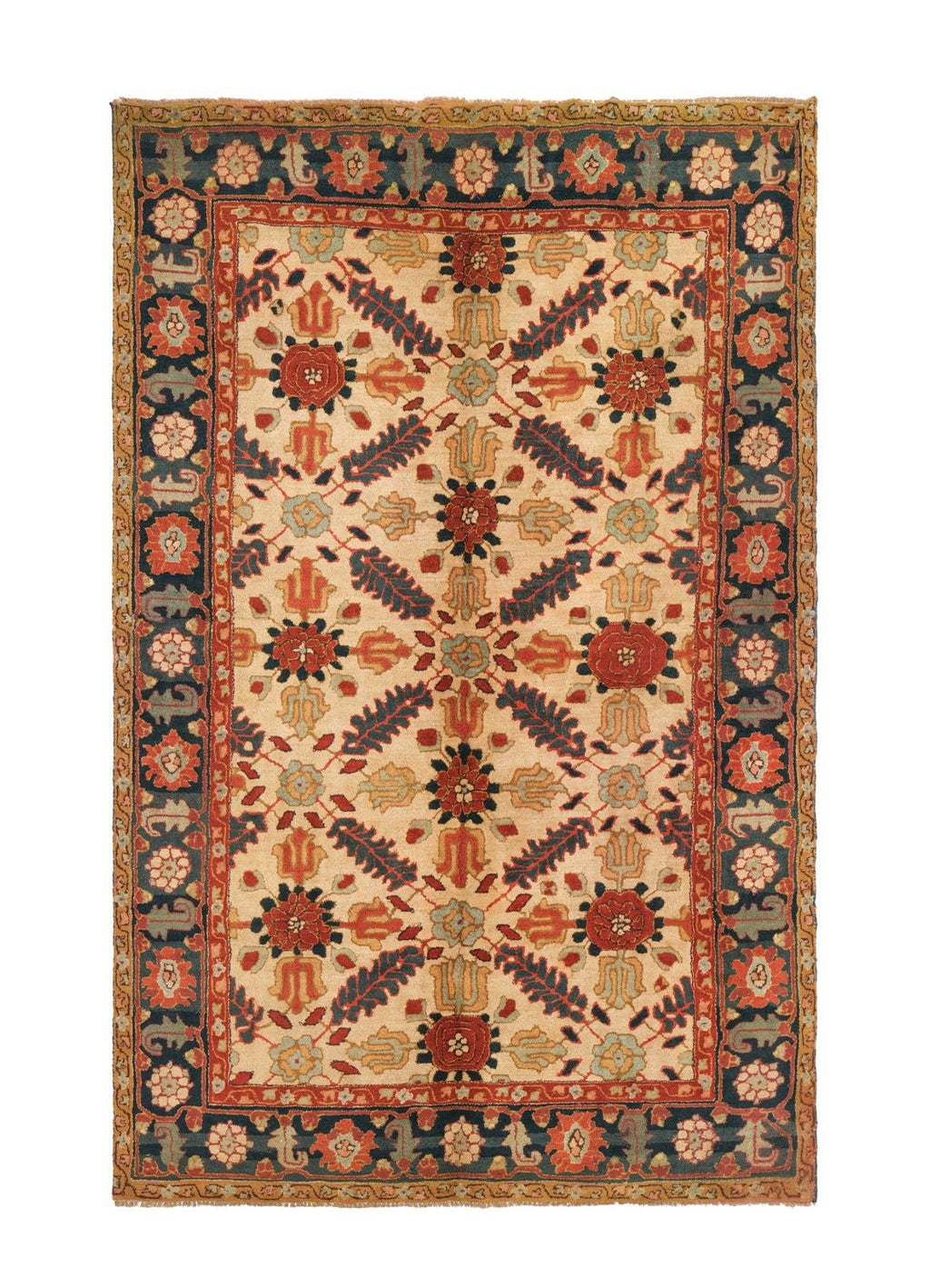 German Rug Design Vintage German Hand-Hooked Rug 7' x 4' – realmrugs