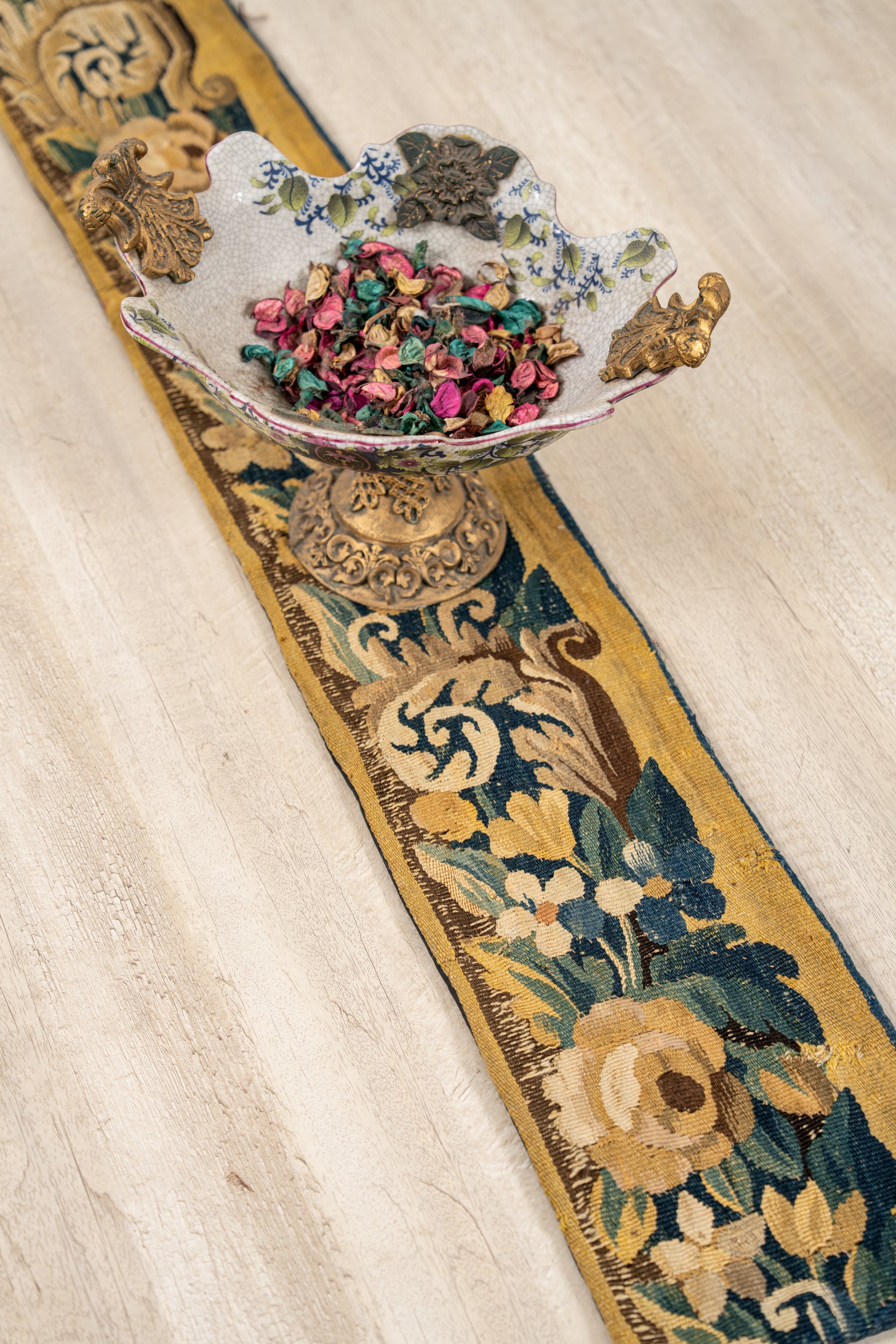 Antique Brussels Tapestry fragment 4' X 8"