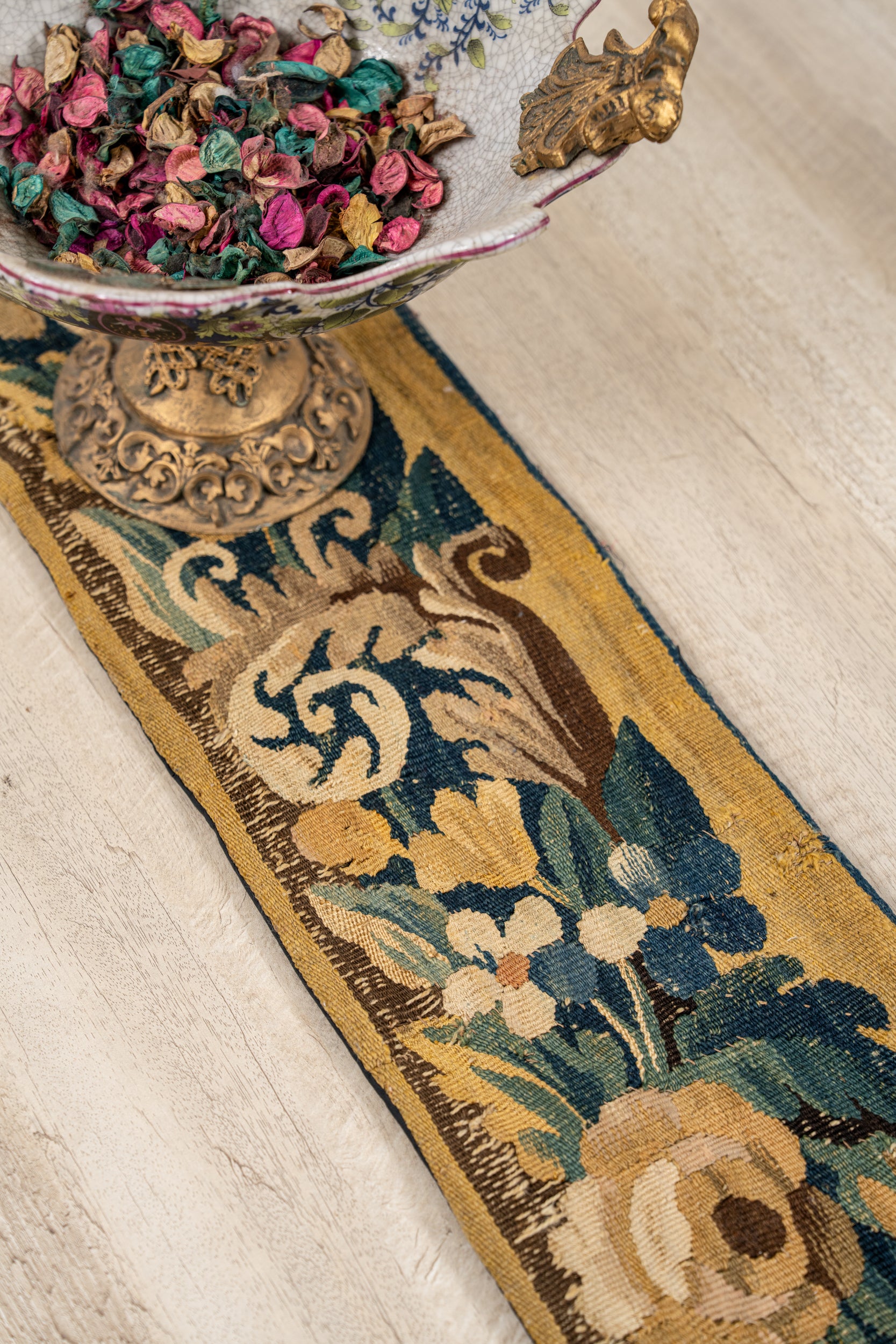 Antique Brussels Tapestry fragment 4' X 8"