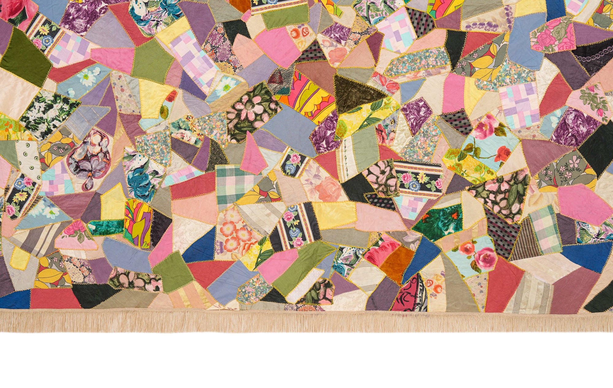 Vintage American Crazy Quilt 7'1" x 7'